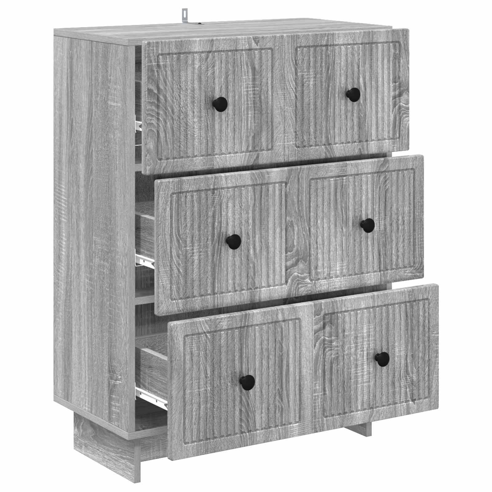 vidaXL Schubladenschrank Graues Sonoma 66 x 34,5 x 90 cm Holzwerkstoff