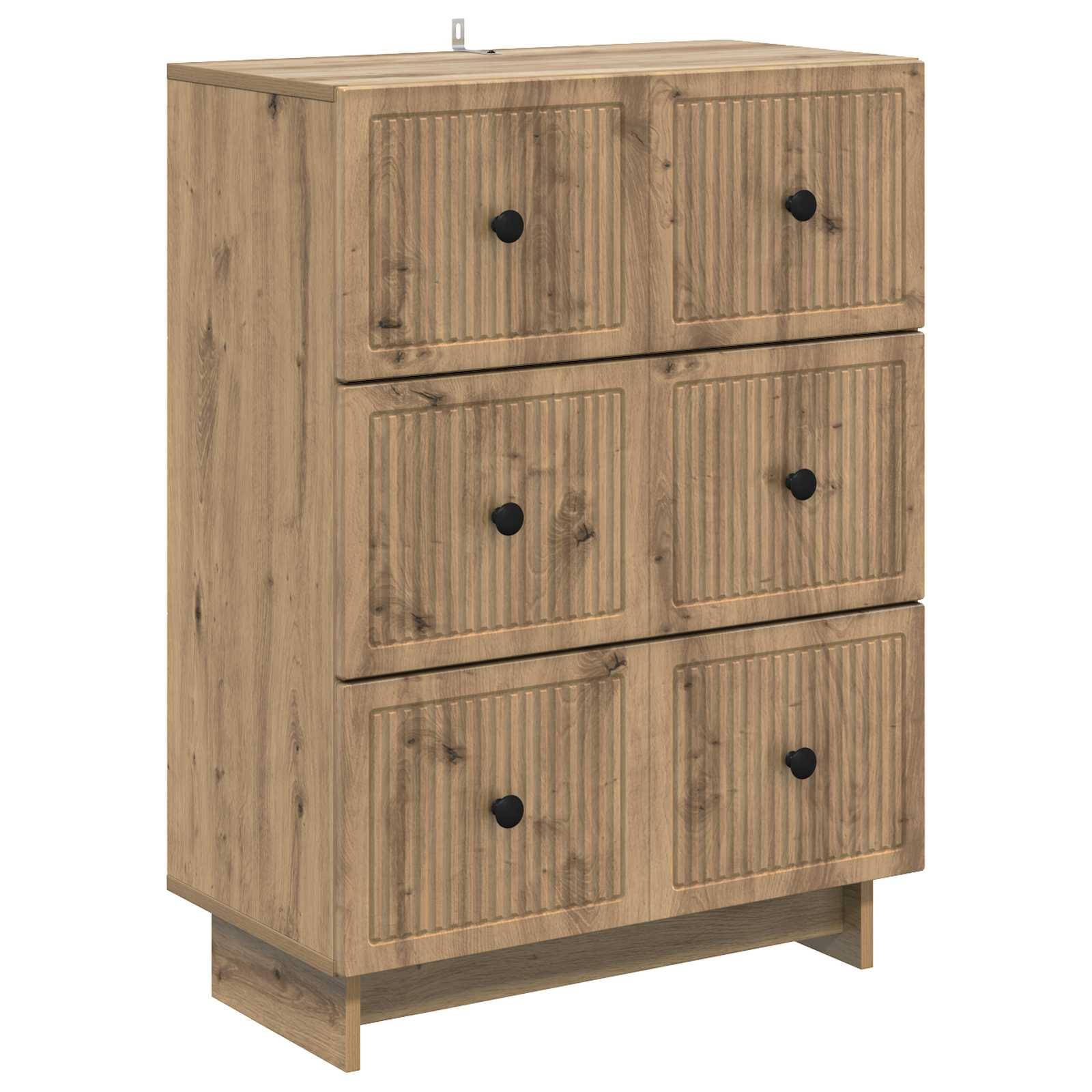 vidaXL Schubladenschrank Artisan-Eiche 66 x 34,5 x 90 cm Holzwerkstoff