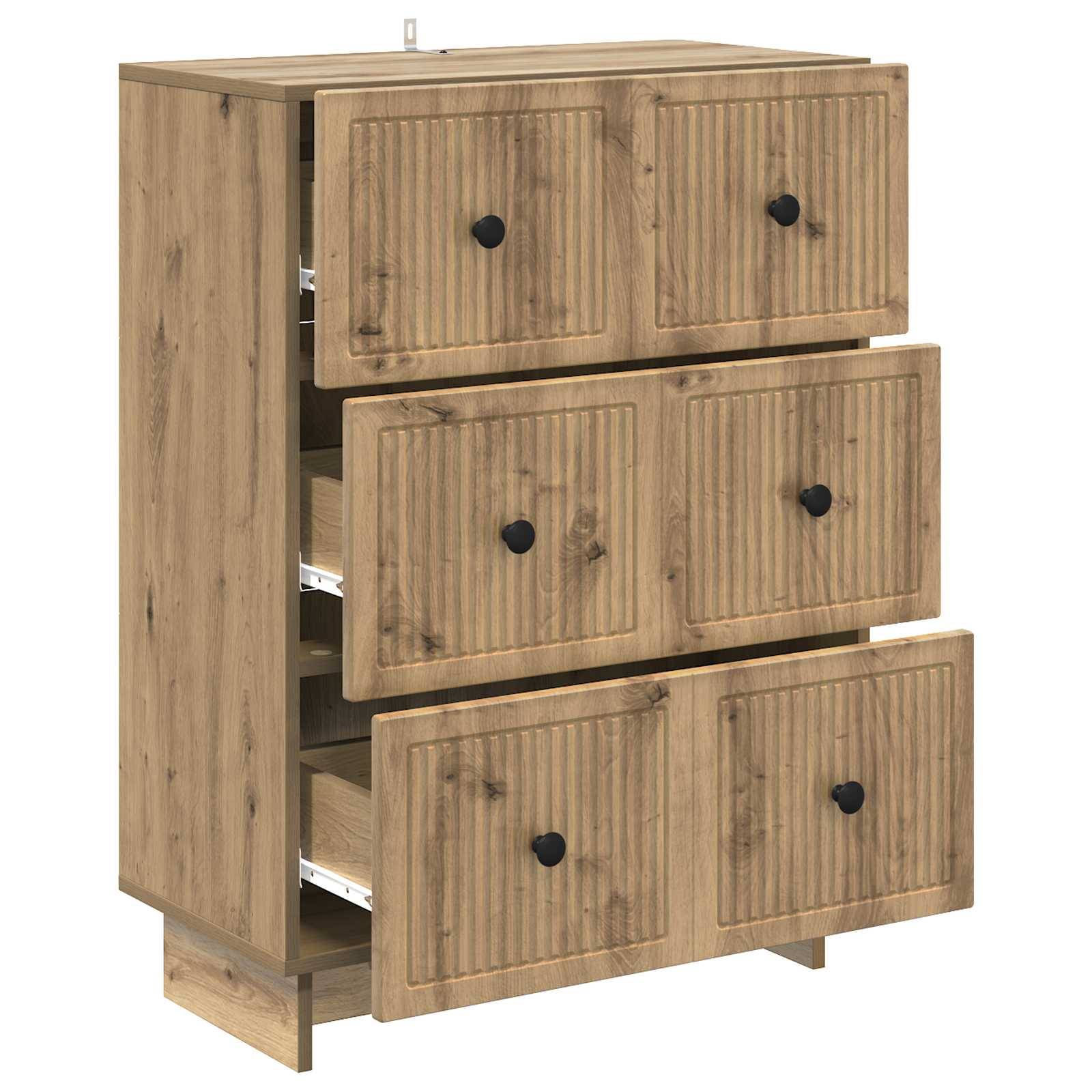 vidaXL Schubladenschrank Artisan-Eiche 66 x 34,5 x 90 cm Holzwerkstoff