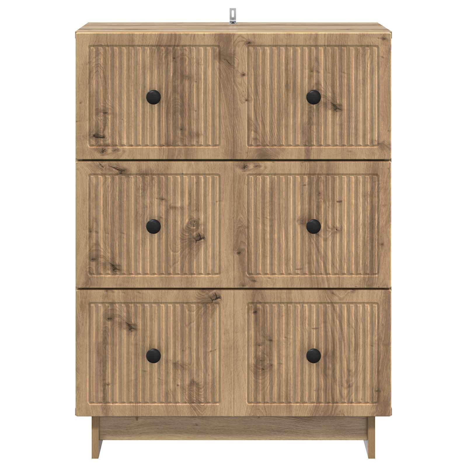 vidaXL Schubladenschrank Artisan-Eiche 66 x 34,5 x 90 cm Holzwerkstoff
