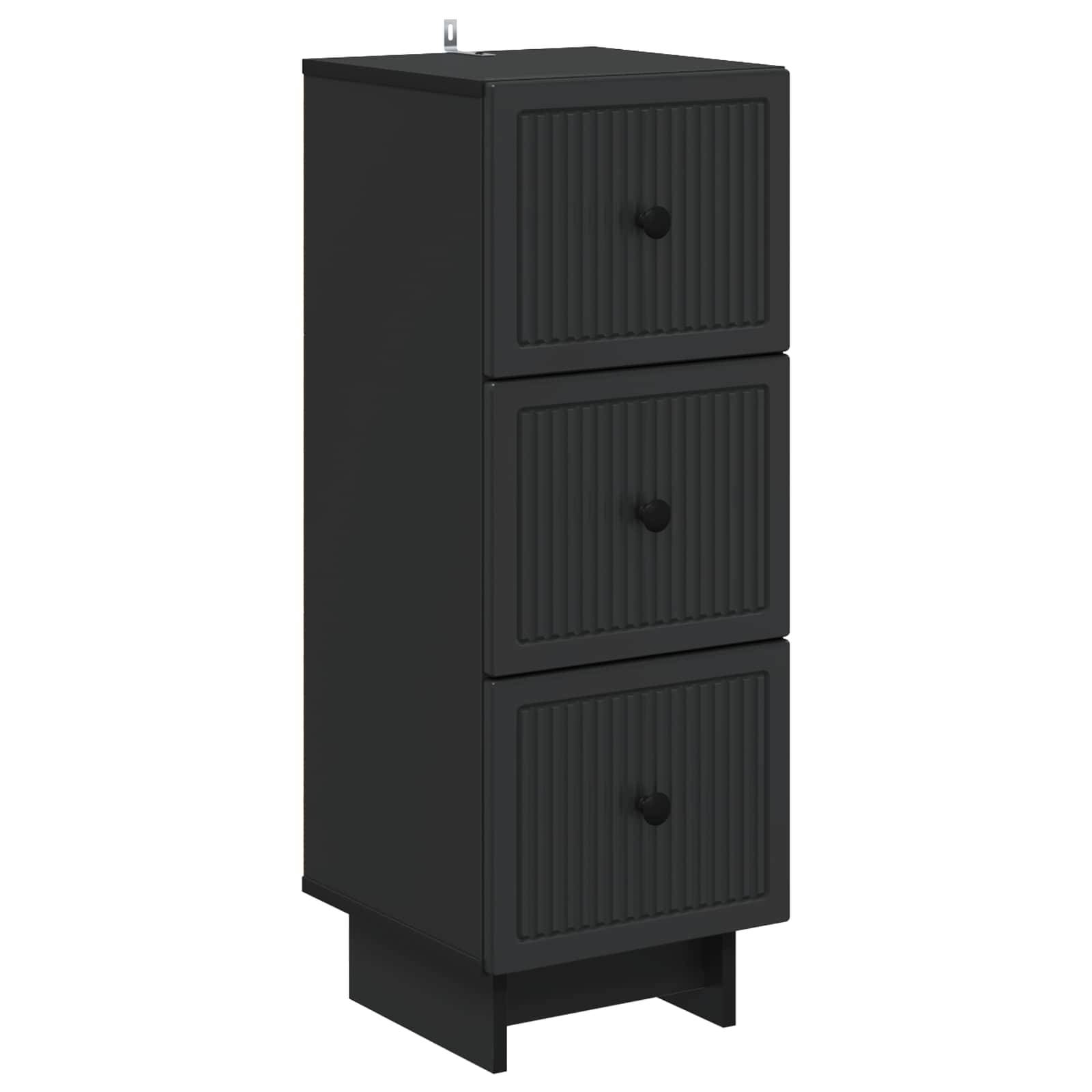 vidaXL Schubladenschrank Schwarz 33 x 34,5 x 90 cm Holzwerkstoff