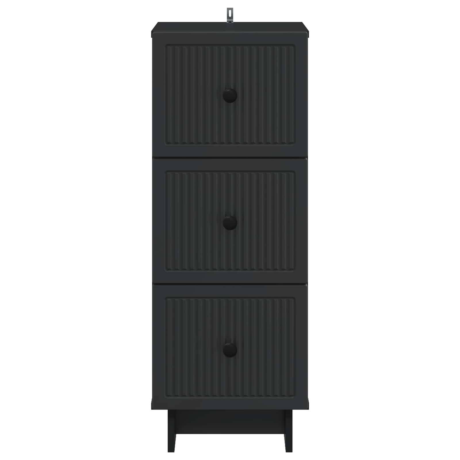 vidaXL Schubladenschrank Schwarz 33 x 34,5 x 90 cm Holzwerkstoff