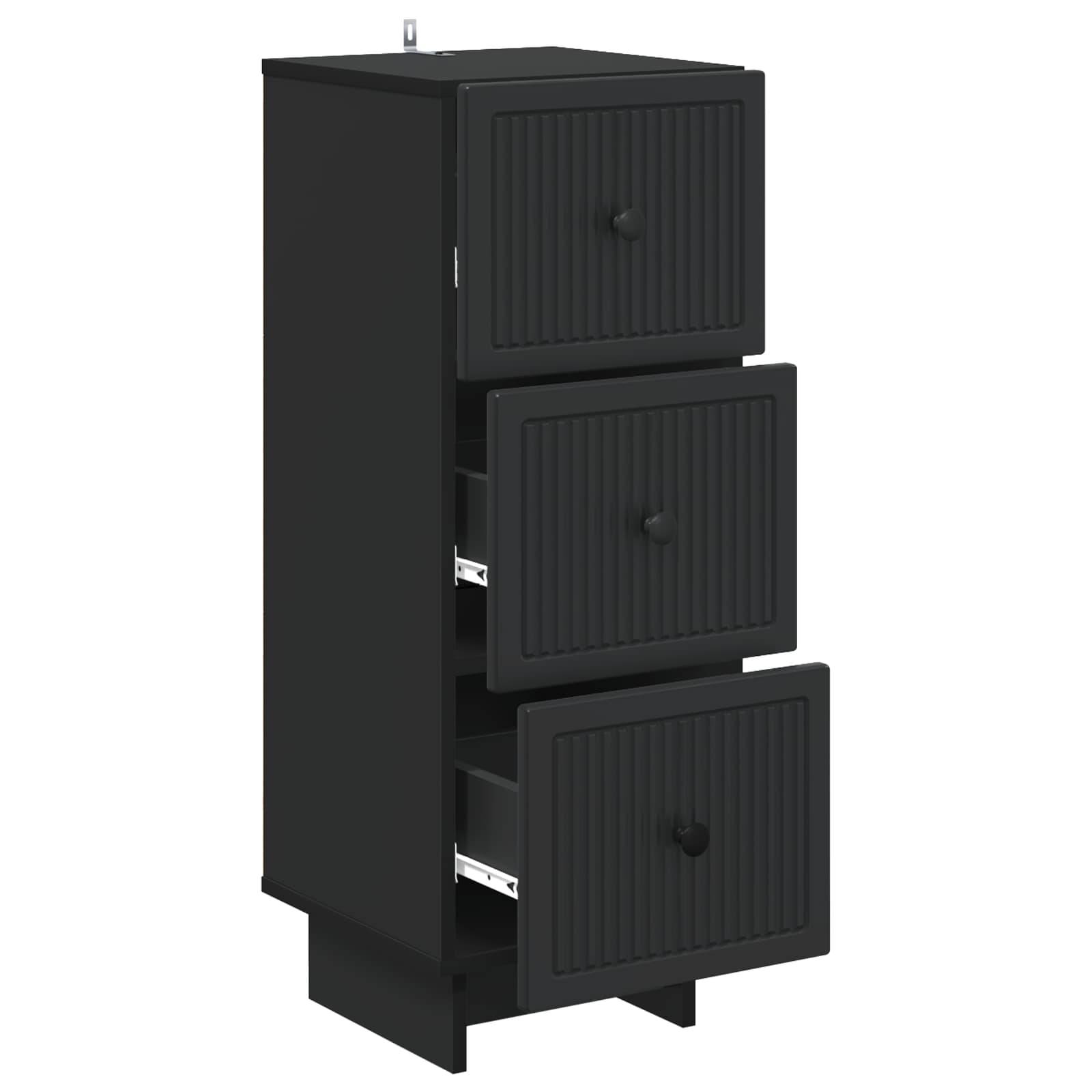 vidaXL Schubladenschrank Schwarz 33 x 34,5 x 90 cm Holzwerkstoff