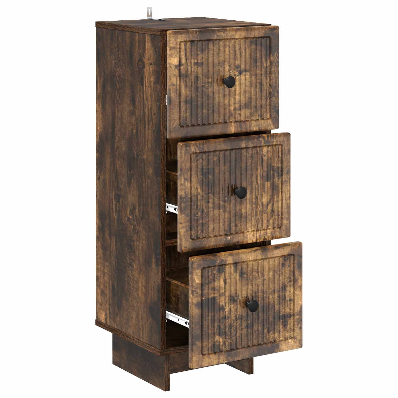 vidaXL Schubladenschrank Geräucherte Eiche 33 x 34,5 x 90 cm