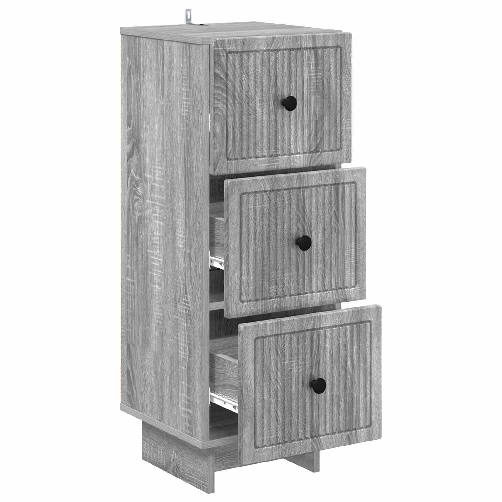 vidaXL Schubladenschrank Graues Sonoma 33 x 34,5 x 90 cm Holzwerkstoff