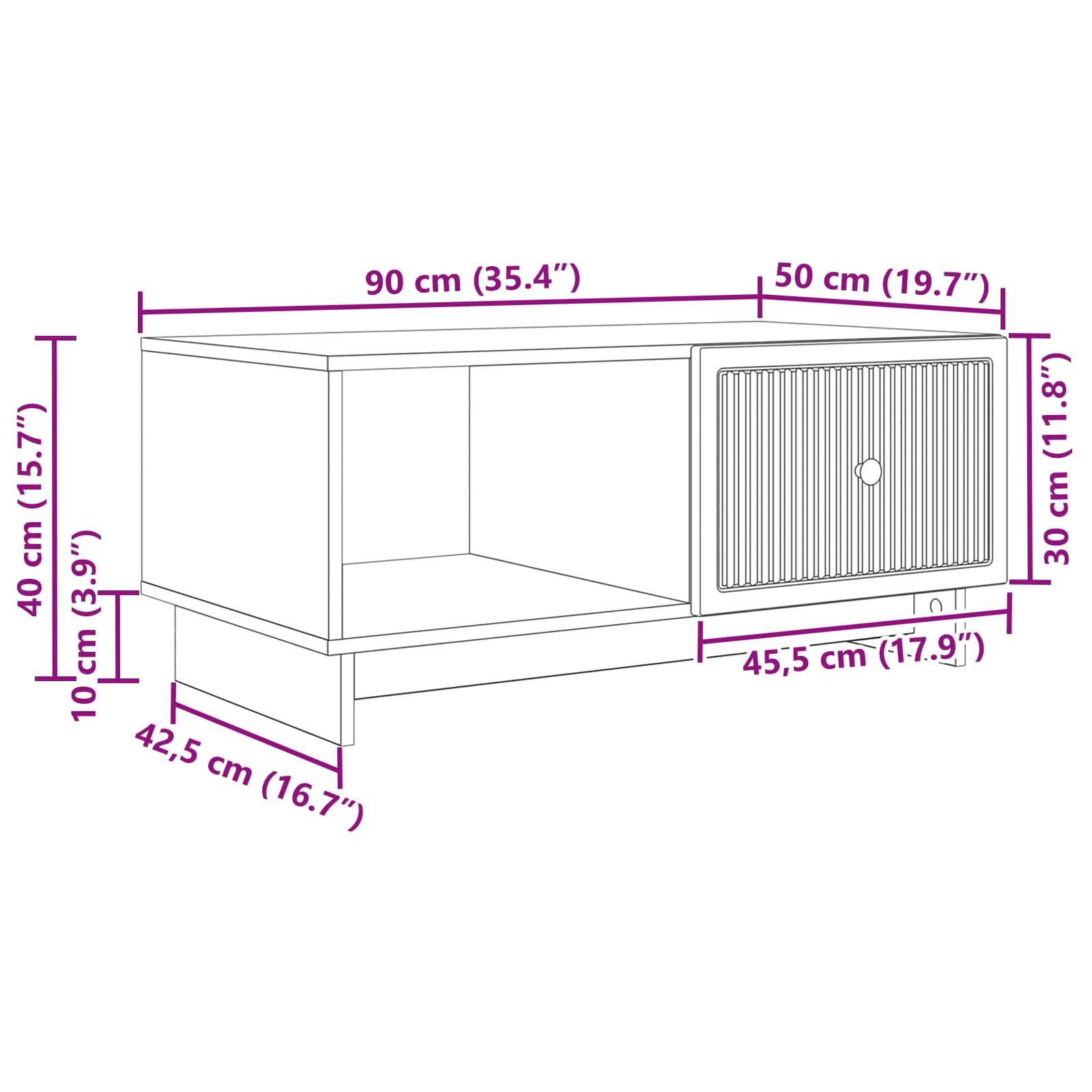 vidaXL Couchtisch Schwarz 90 x 50 x 40 cm Holzwerkstoff