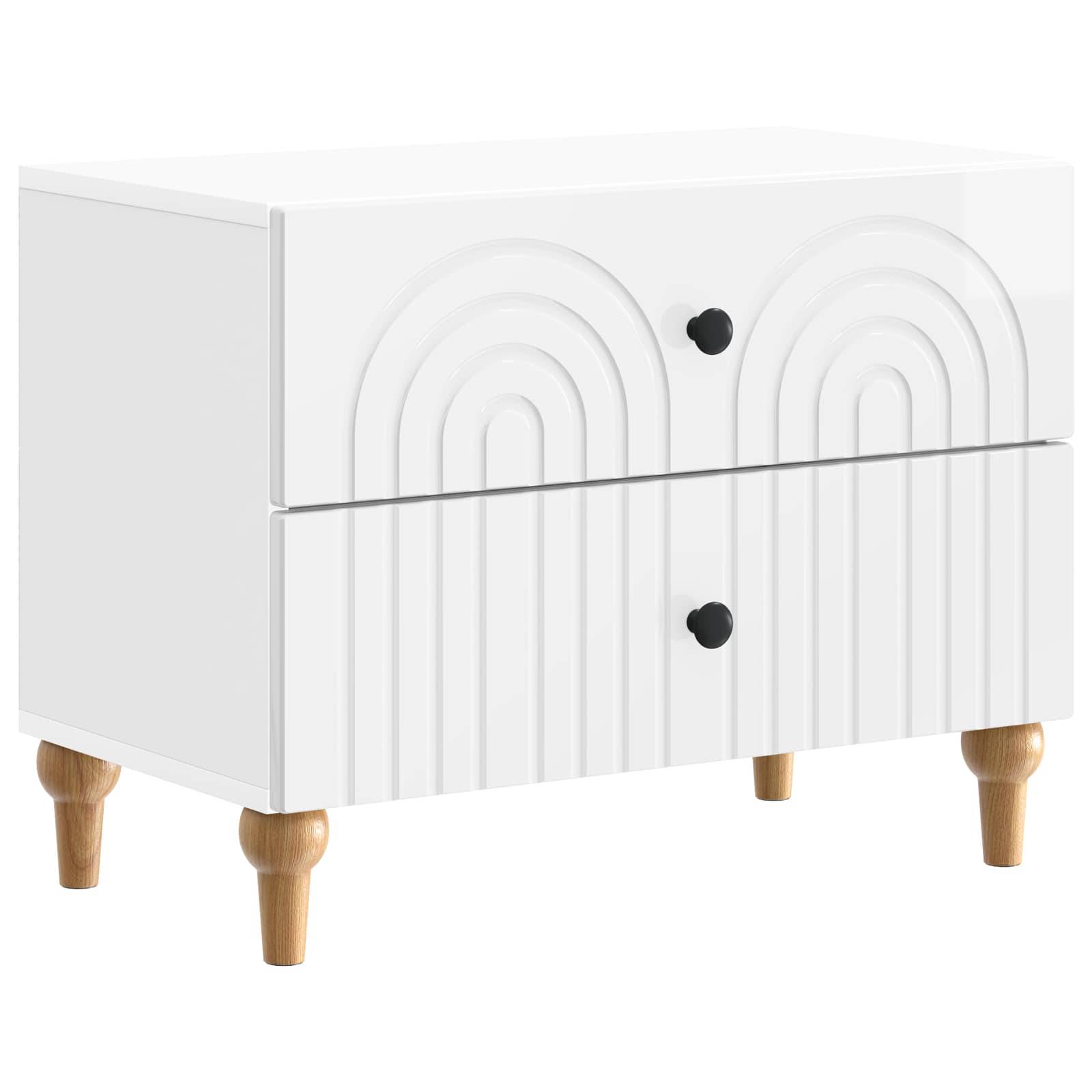 vidaXL Nachttisch Hochglanz Weiß 62 x 34,5 x 48 cm Holzwerkstoff