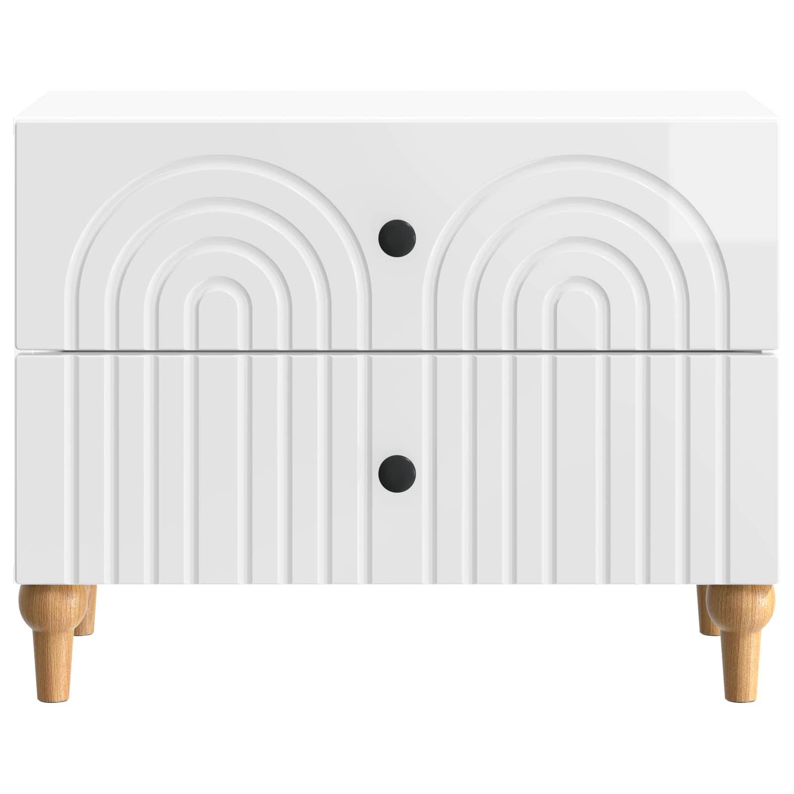 vidaXL Nachttisch Hochglanz Weiß 62 x 34,5 x 48 cm Holzwerkstoff