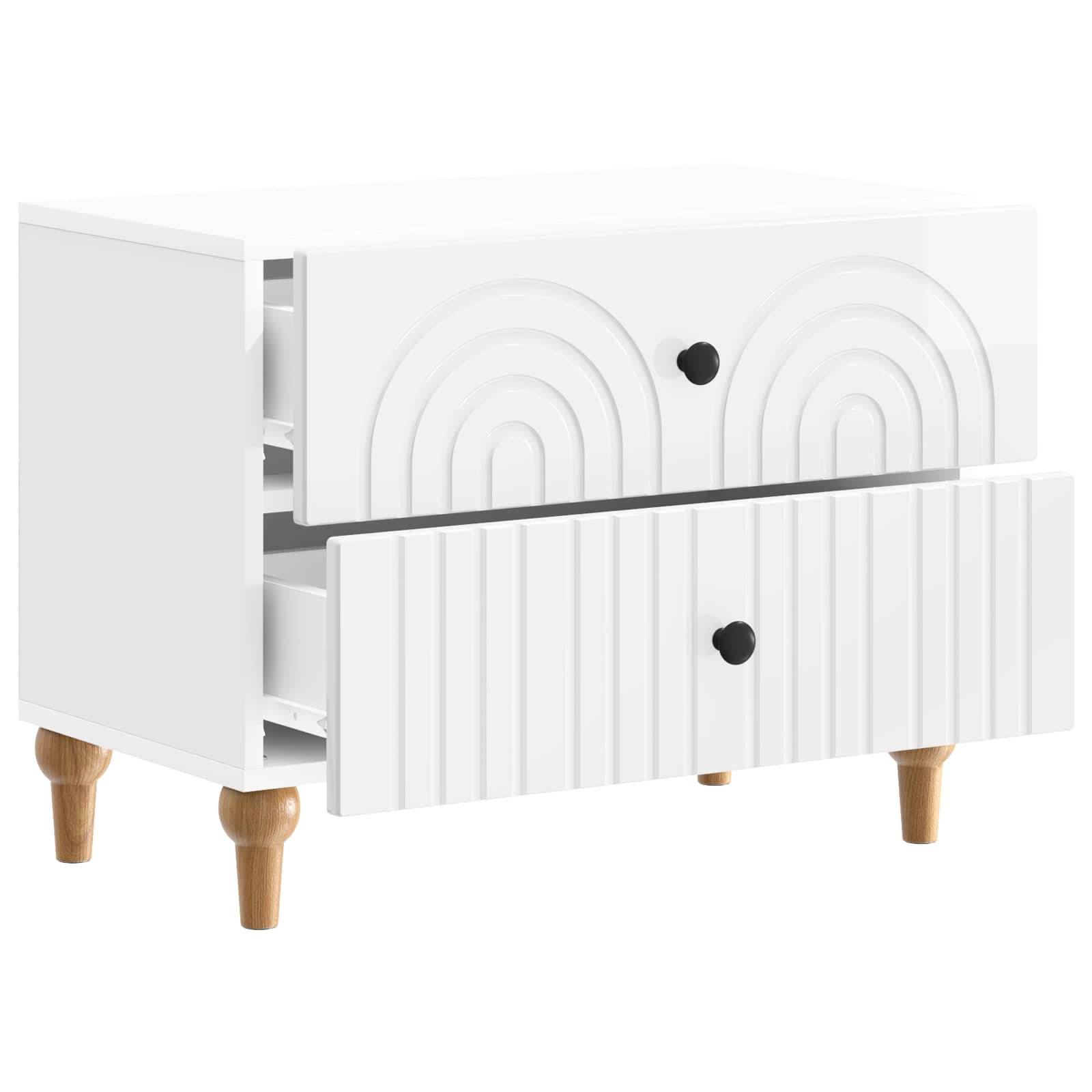 vidaXL Nachttisch Hochglanz Weiß 62 x 34,5 x 48 cm Holzwerkstoff