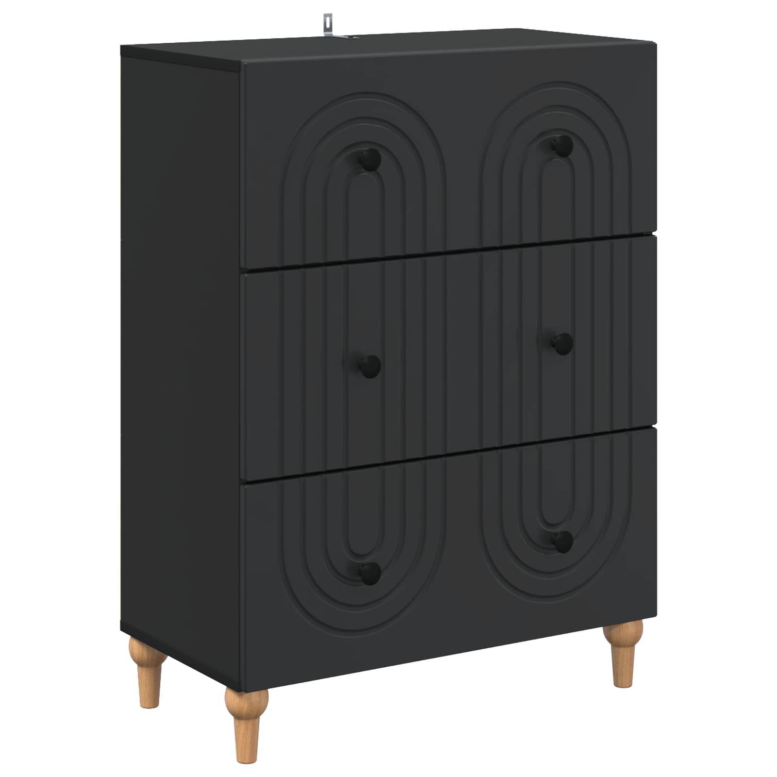 vidaXL Schubladenschrank Schwarz 66 x 34,5 x 90 cm Holzwerkstoff