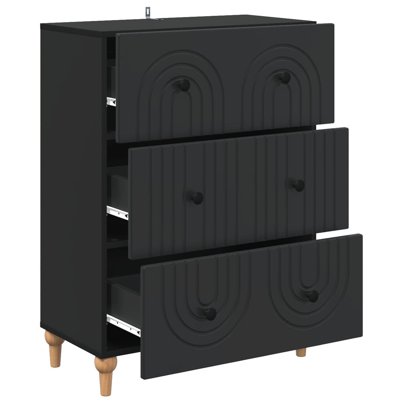 vidaXL Schubladenschrank Schwarz 66 x 34,5 x 90 cm Holzwerkstoff