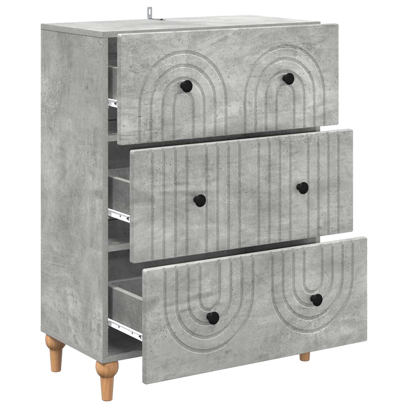 vidaXL Schubladenschrank Betongrau 66 x 34,5 x 90 cm Holzwerkstoff