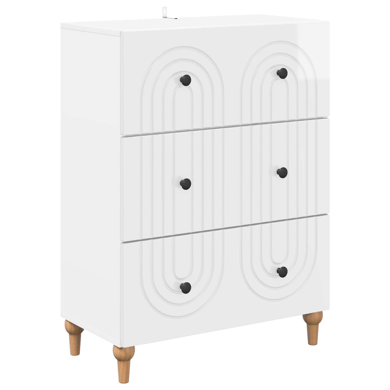 vidaXL Schubladenschrank Hochglanz Weiß 66 x 34,5 x 90 cm