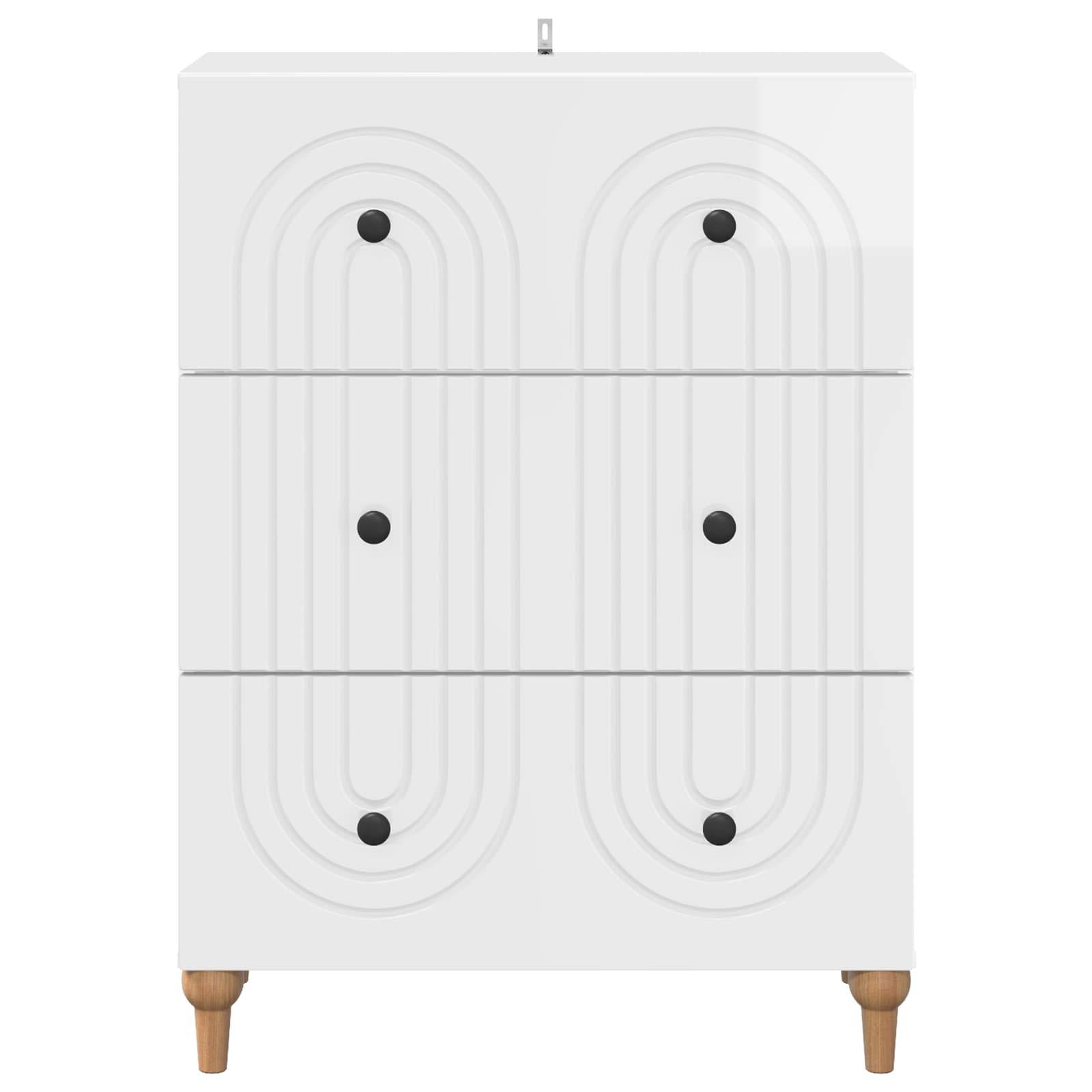 vidaXL Schubladenschrank Hochglanz Weiß 66 x 34,5 x 90 cm