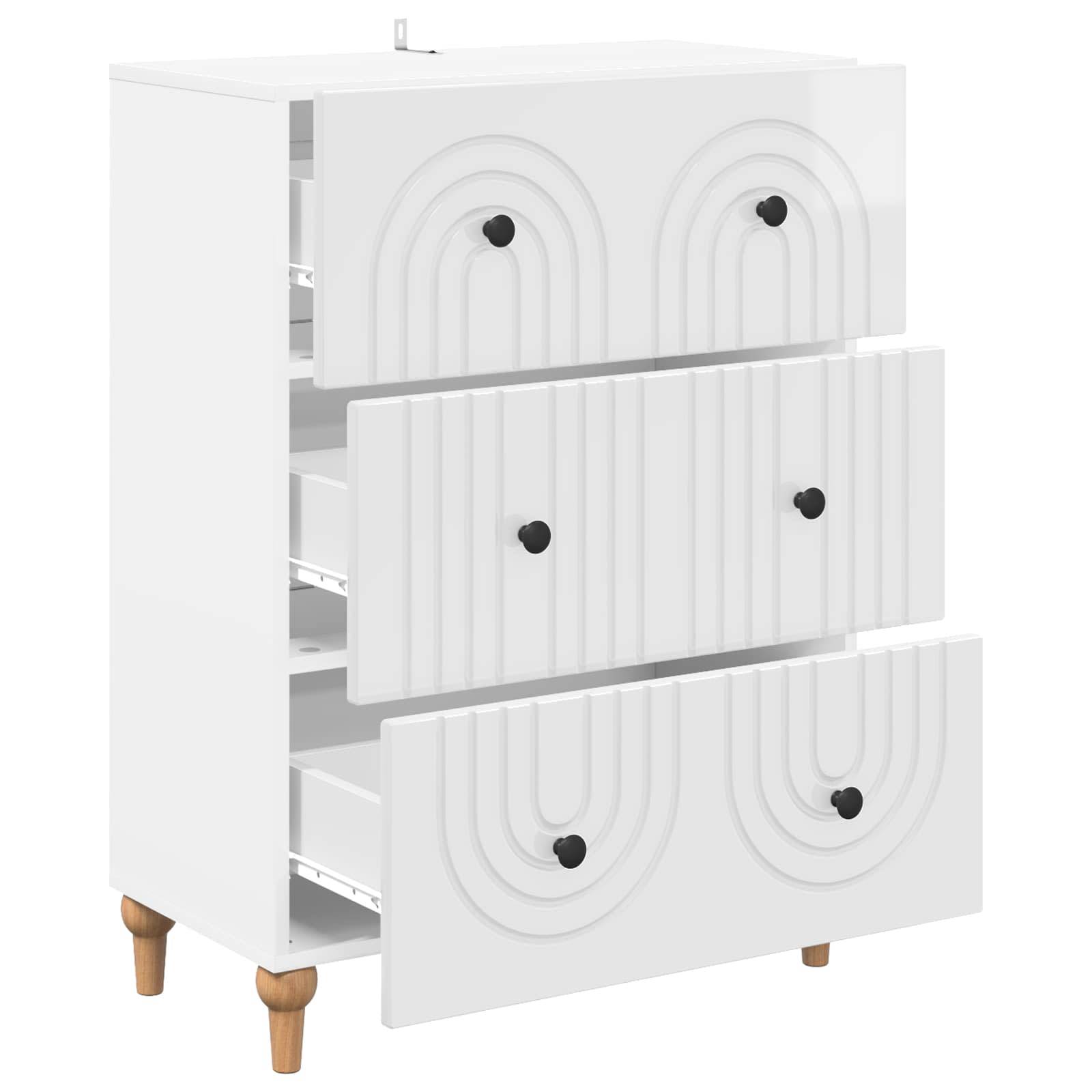 vidaXL Schubladenschrank Hochglanz Weiß 66 x 34,5 x 90 cm