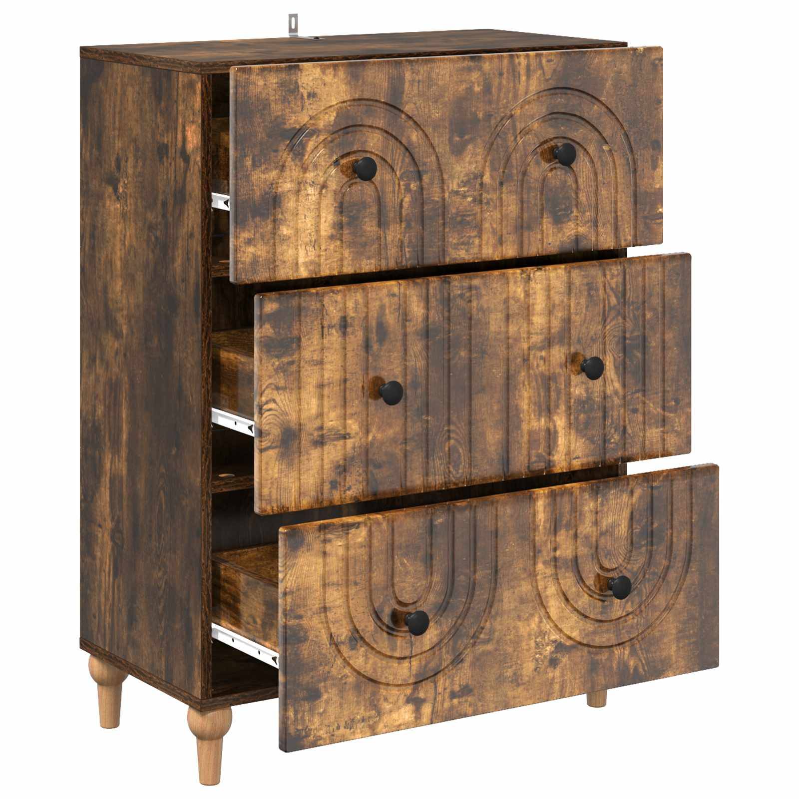 vidaXL Schubladenschrank Geräucherte Eiche 66 x 34,5 x 90 cm