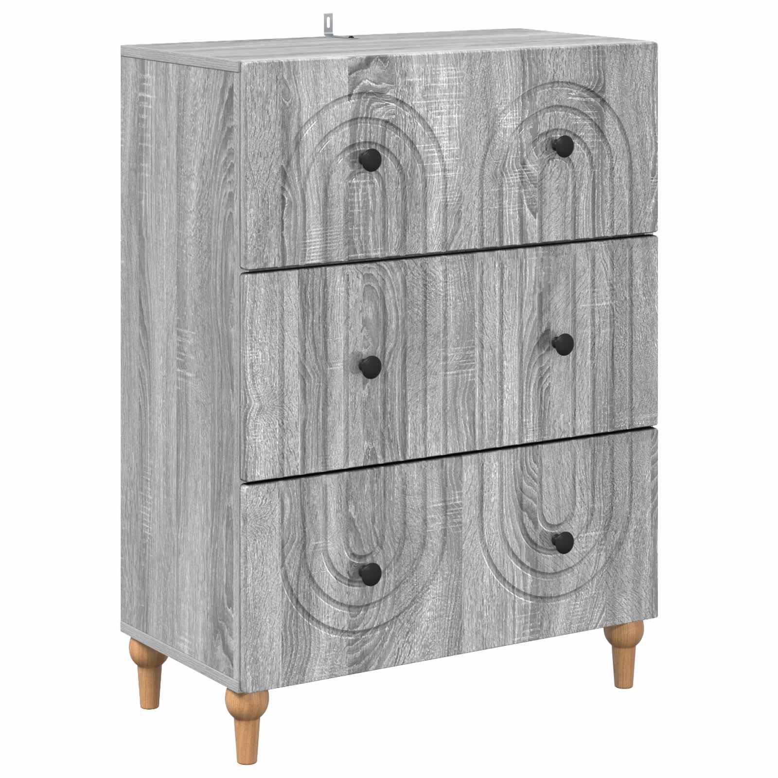 vidaXL Schubladenschrank Graues Sonoma 66 x 34,5 x 90 cm Holzwerkstoff