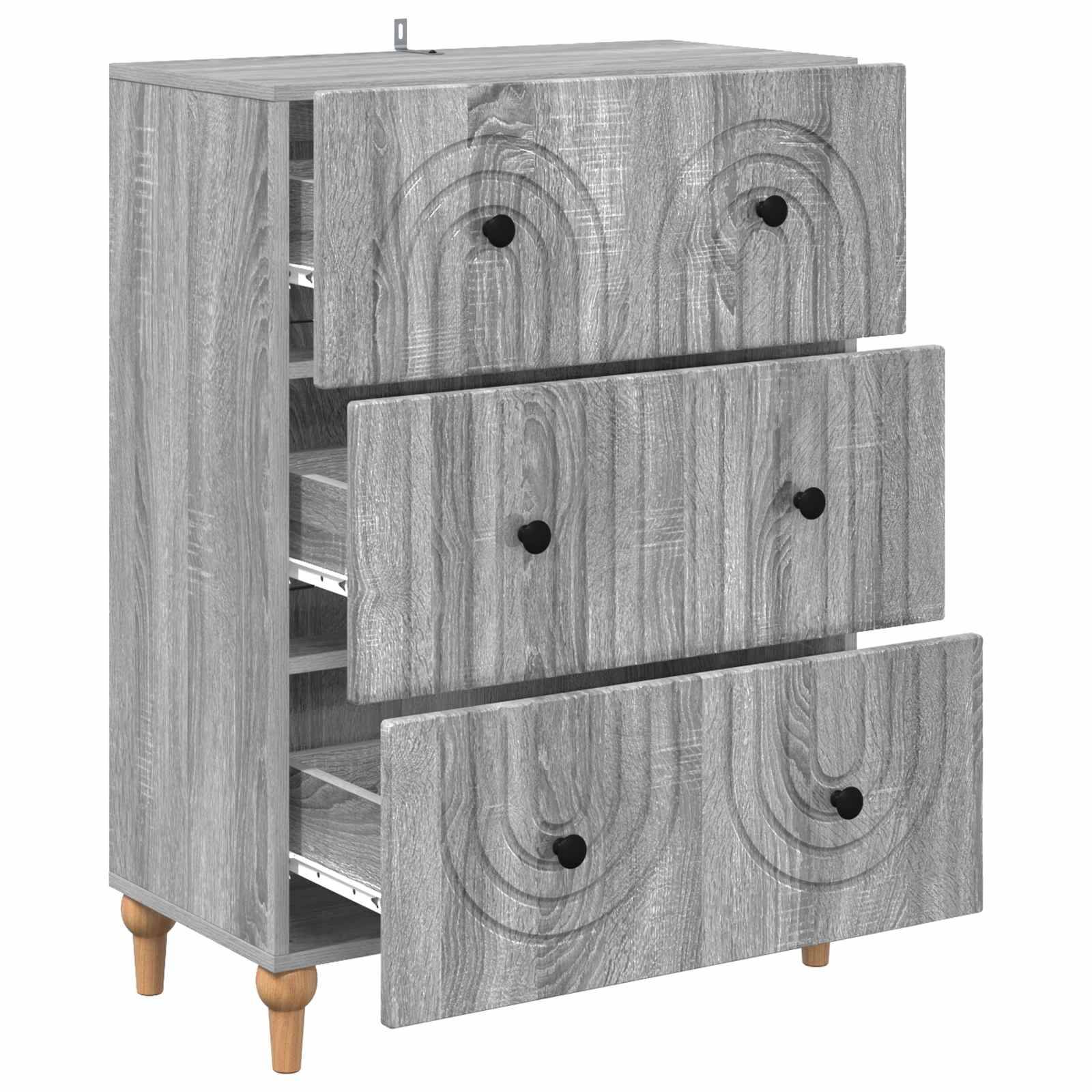 vidaXL Schubladenschrank Graues Sonoma 66 x 34,5 x 90 cm Holzwerkstoff