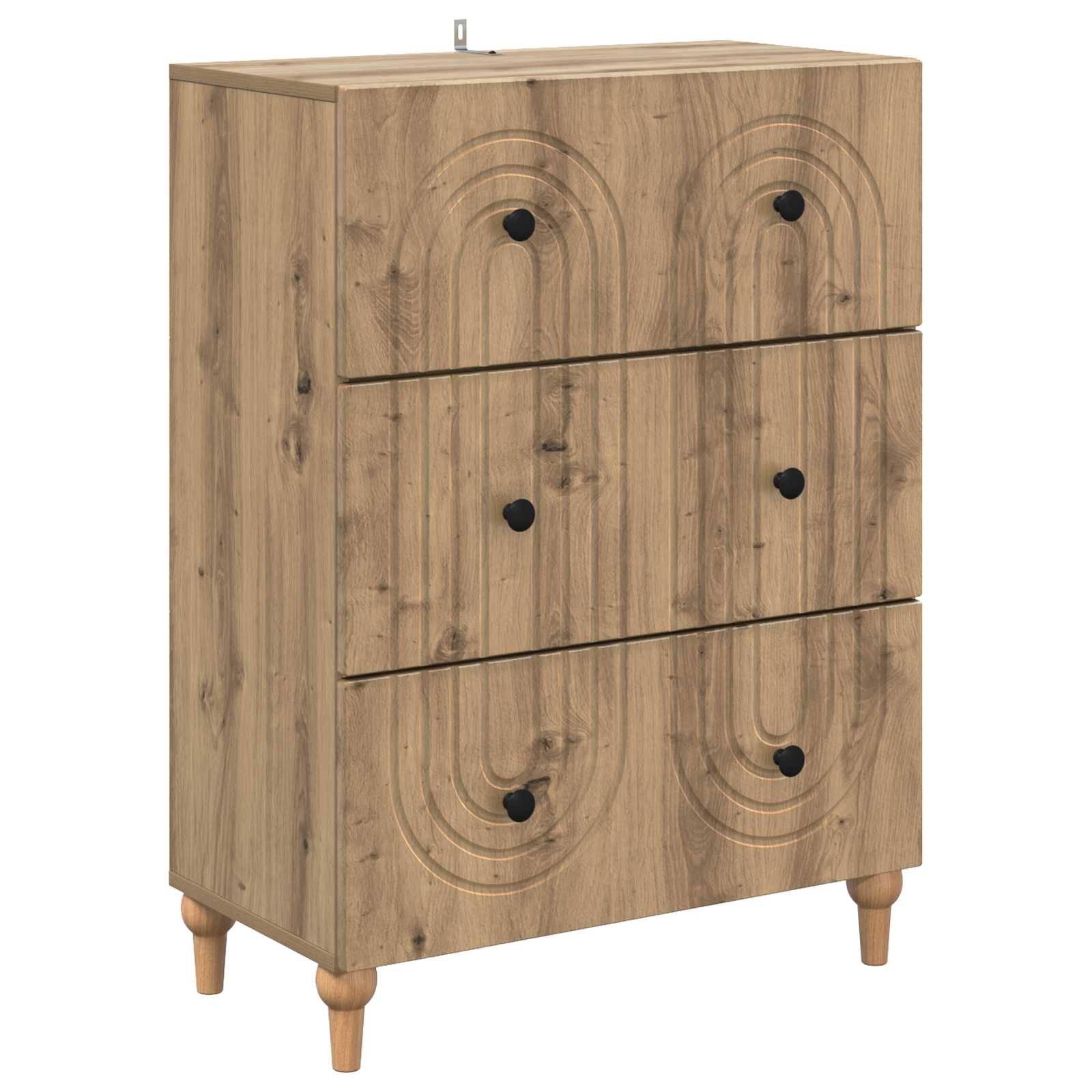 vidaXL Schubladenschrank Artisan-Eiche 66 x 34,5 x 90 cm Holzwerkstoff