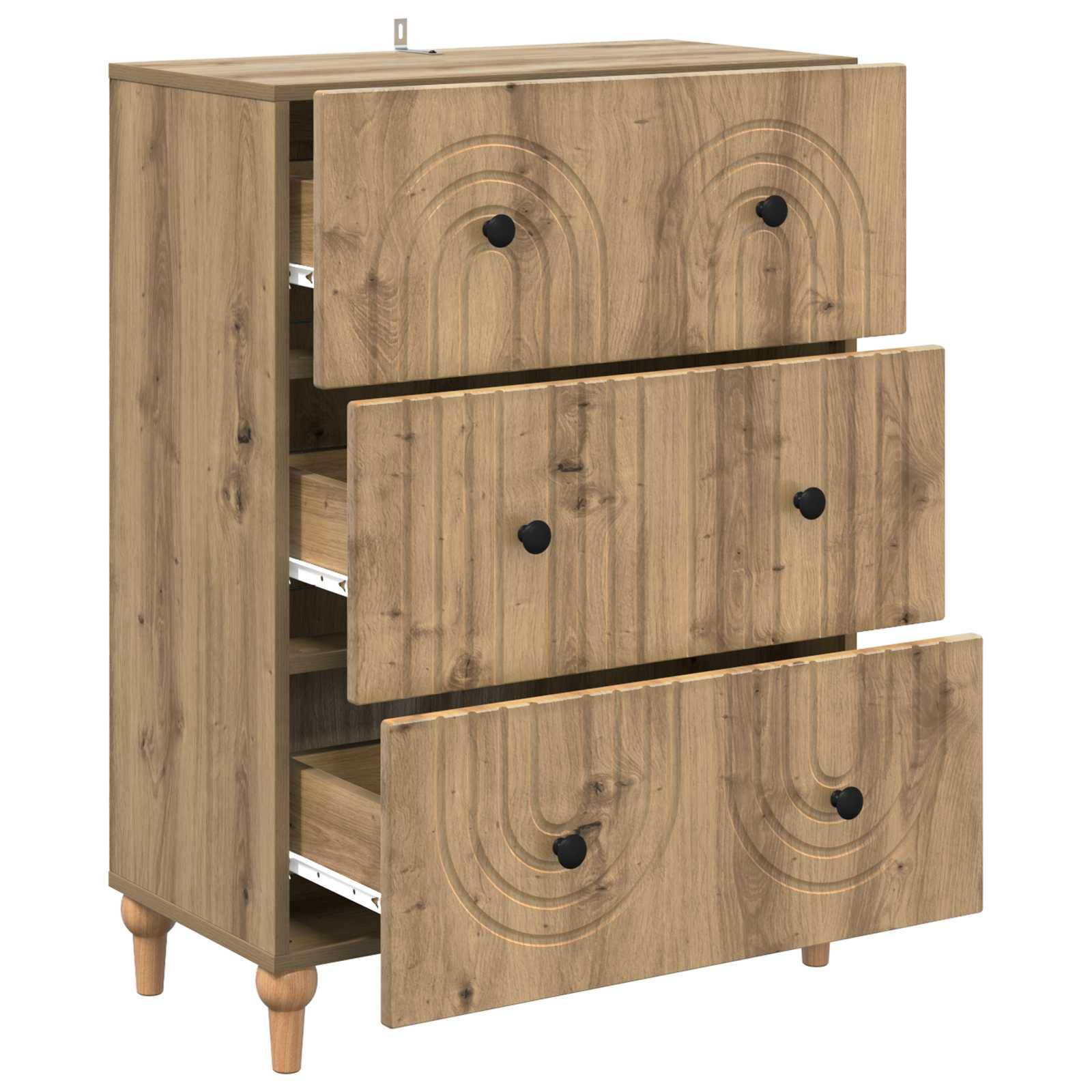 vidaXL Schubladenschrank Artisan-Eiche 66 x 34,5 x 90 cm Holzwerkstoff