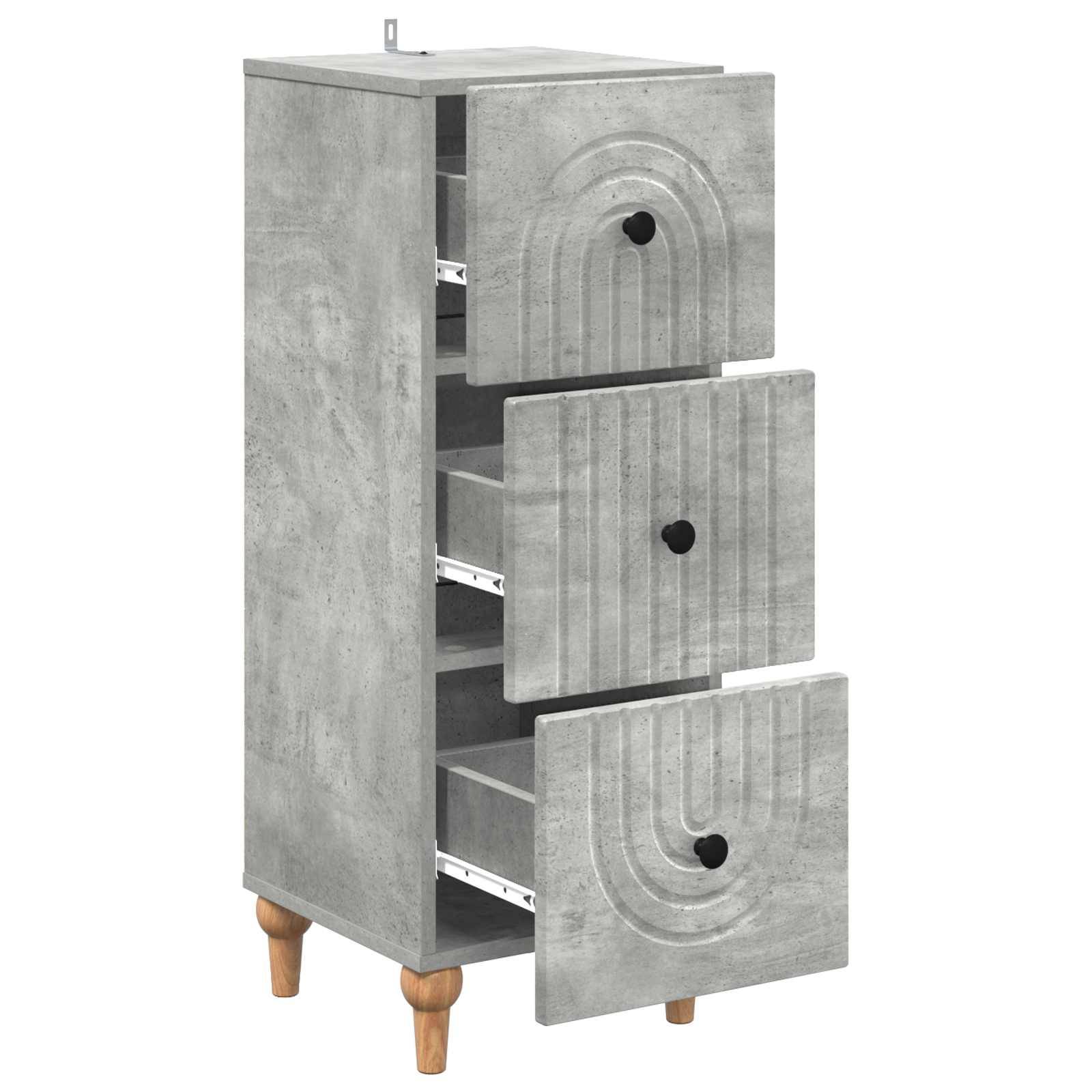 vidaXL Schubladenschrank Betongrau 33 x 34,5 x 90 cm Holzwerkstoff