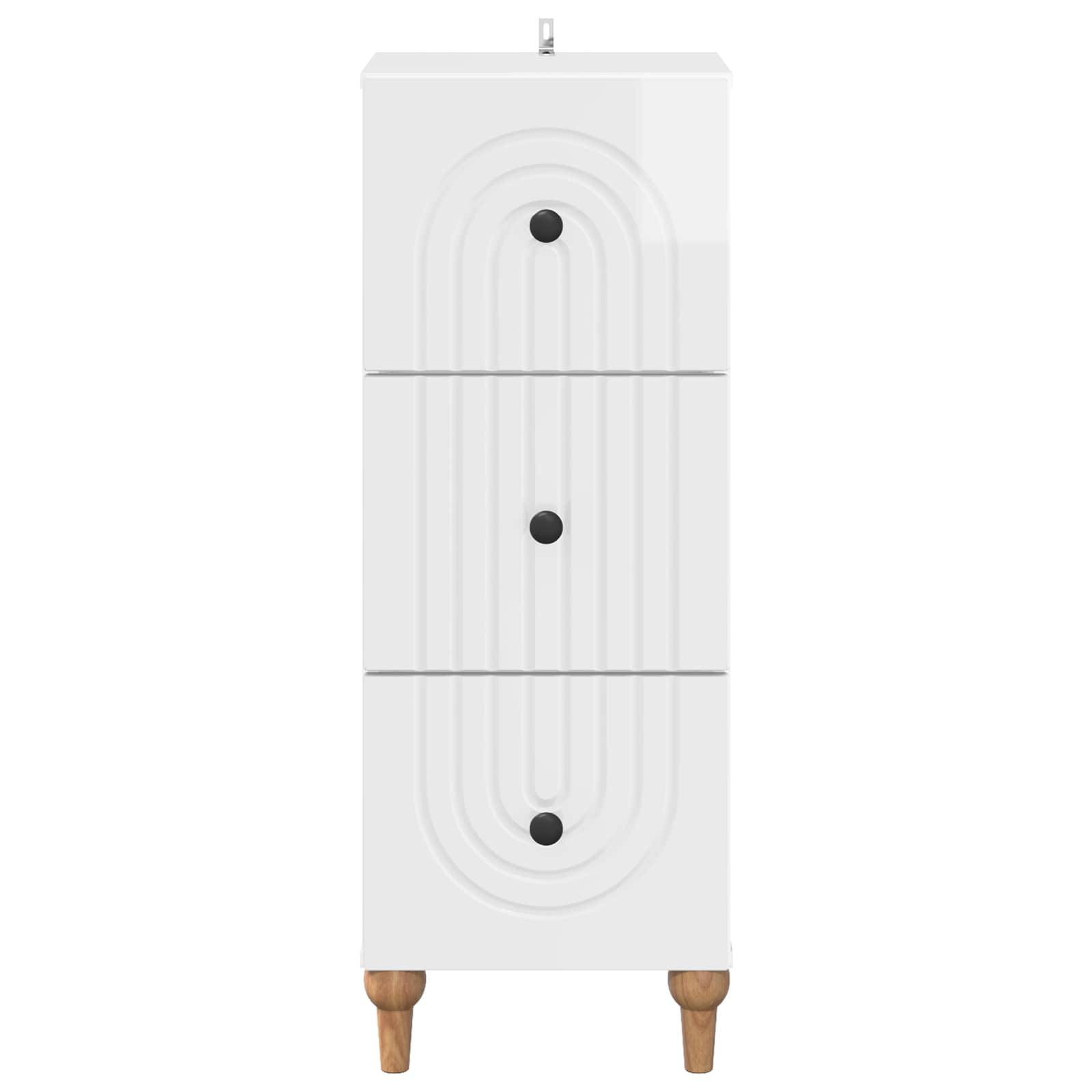 vidaXL Schubladenschrank Hochglanz Weiß 33 x 34,5 x 90 cm