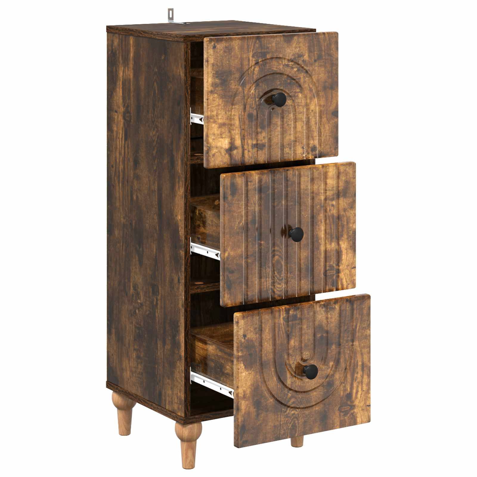 vidaXL Schubladenschrank Geräucherte Eiche 33 x 34,5 x 90 cm
