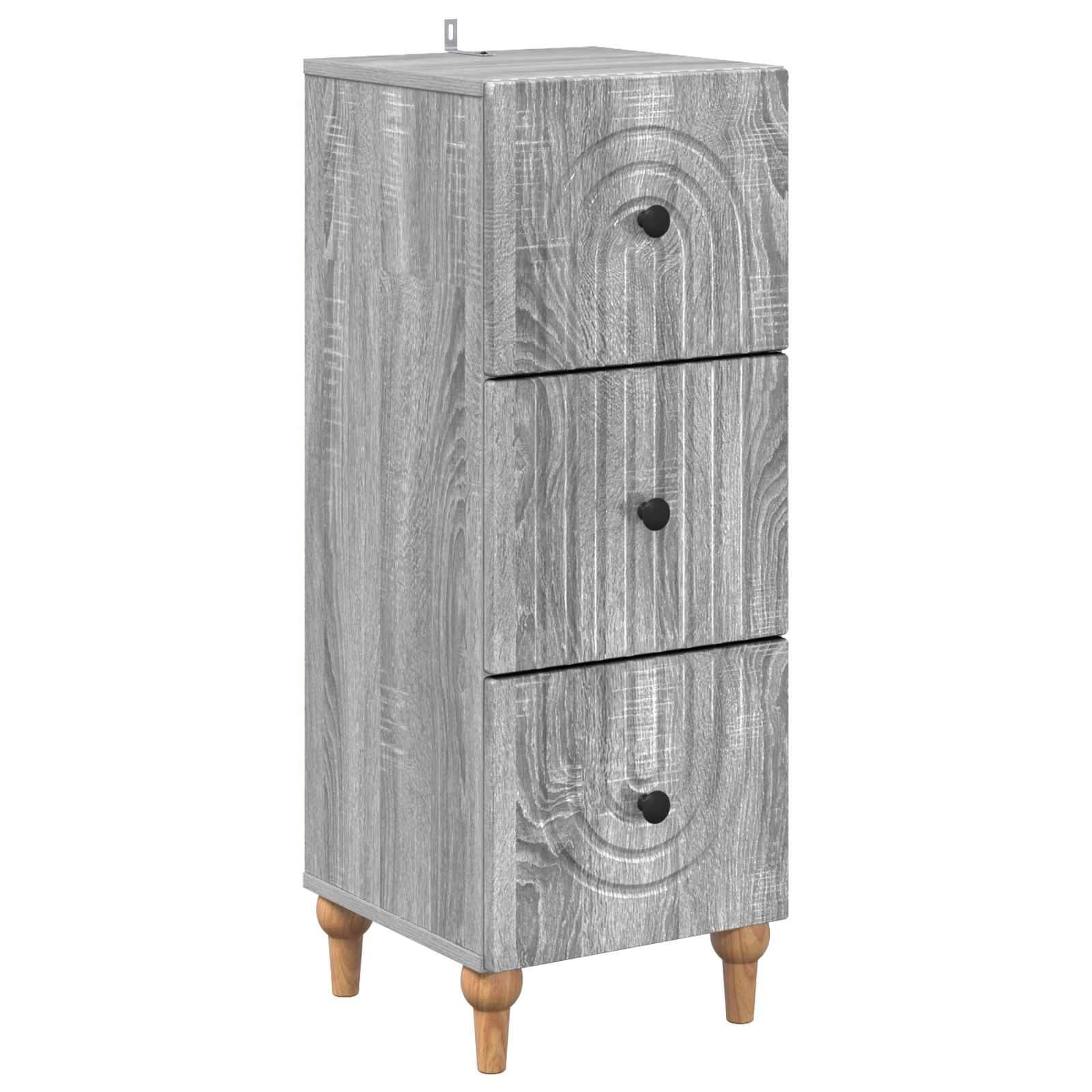 vidaXL Schubladenschrank Graues Sonoma 33 x 34,5 x 90 cm Holzwerkstoff