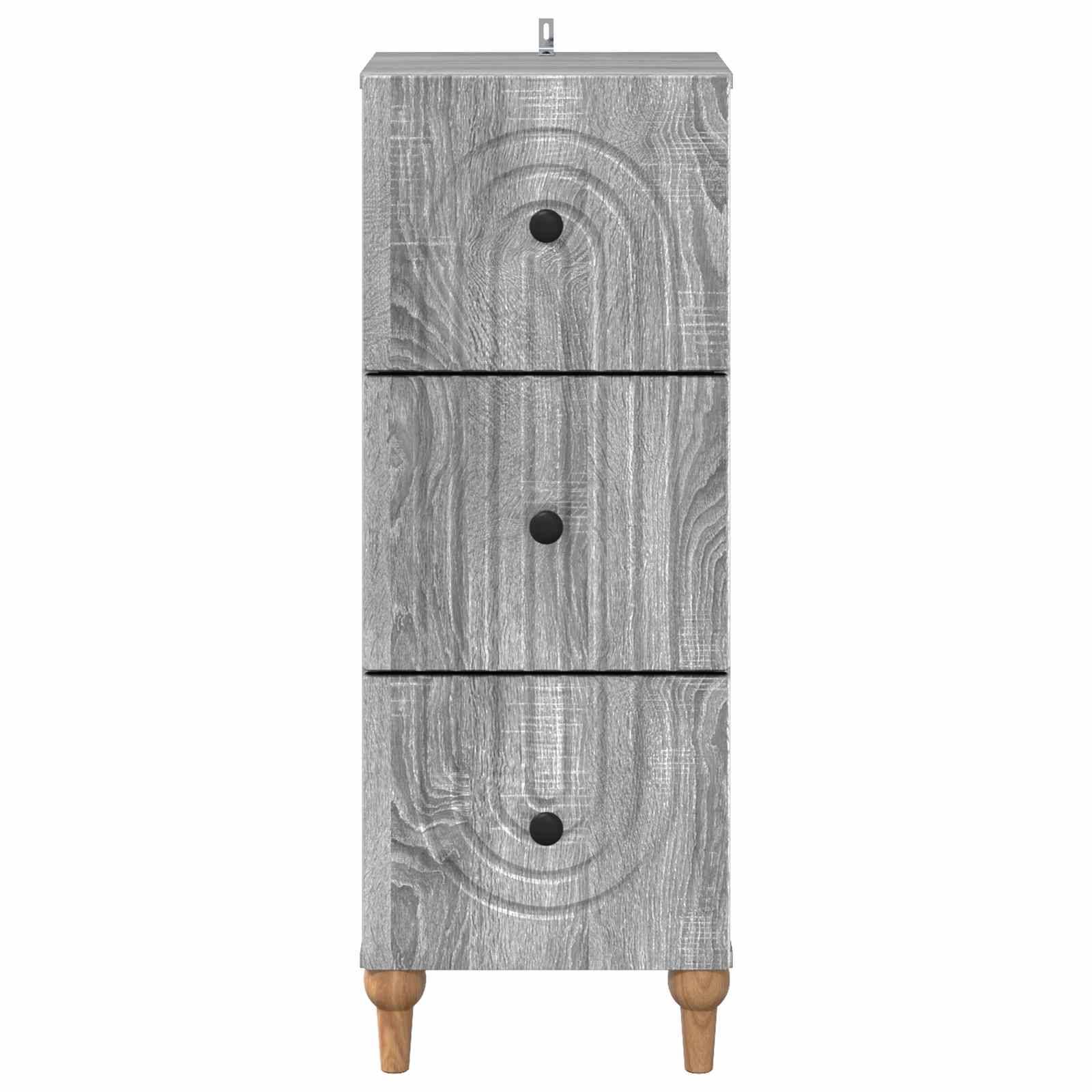 vidaXL Schubladenschrank Graues Sonoma 33 x 34,5 x 90 cm Holzwerkstoff
