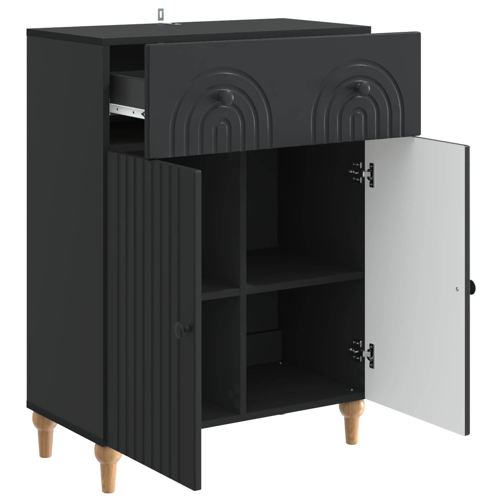 vidaXL Sideboard Schwarz 66 x 34,5 x 90 cm Holzwerkstoff