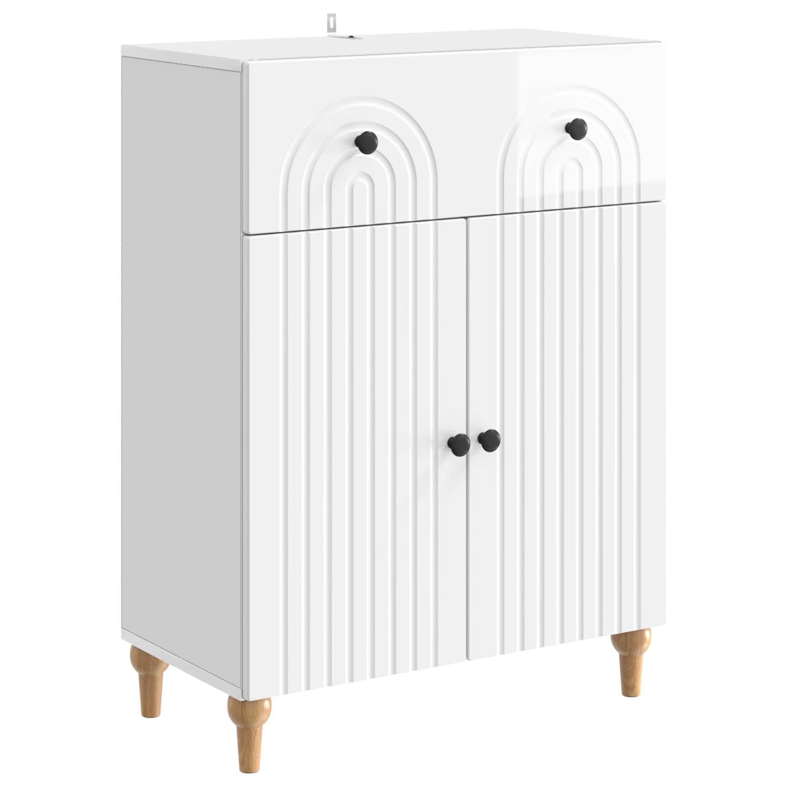 vidaXL Sideboard Hochglanz Weiß 66 x 34,5 x 90 cm Holzwerkstoff