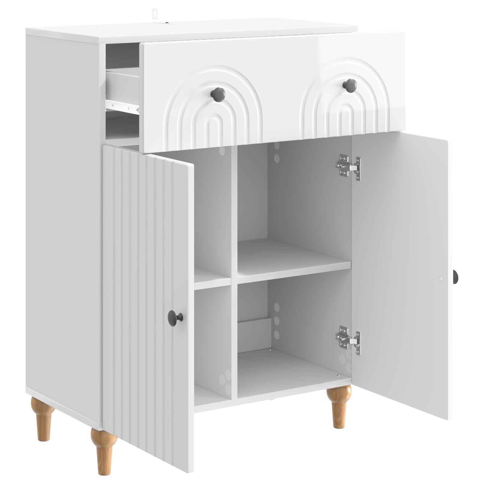 vidaXL Sideboard Hochglanz Weiß 66 x 34,5 x 90 cm Holzwerkstoff