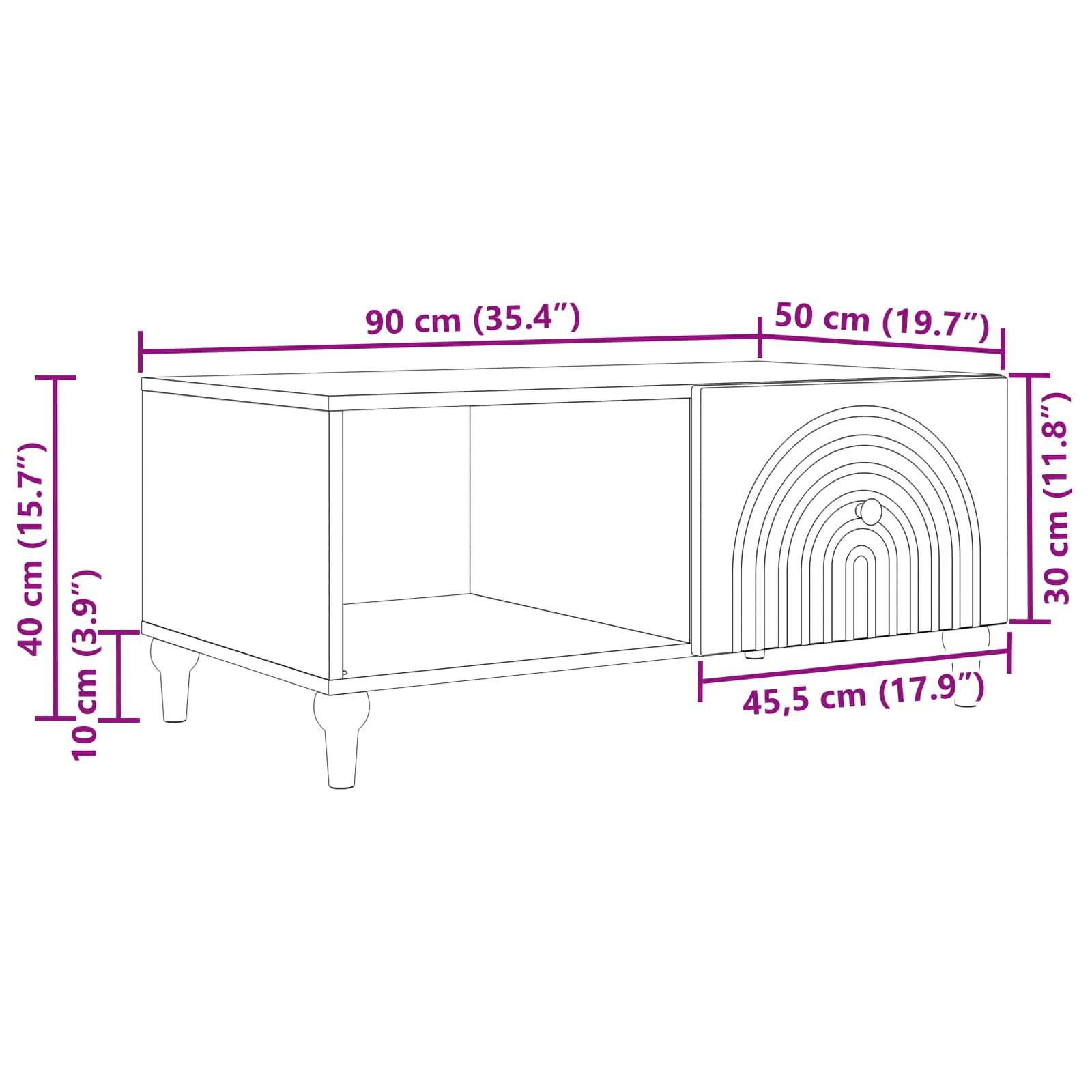vidaXL Couchtisch Altholz 90 x 50 x 40 cm Holzwerkstoff