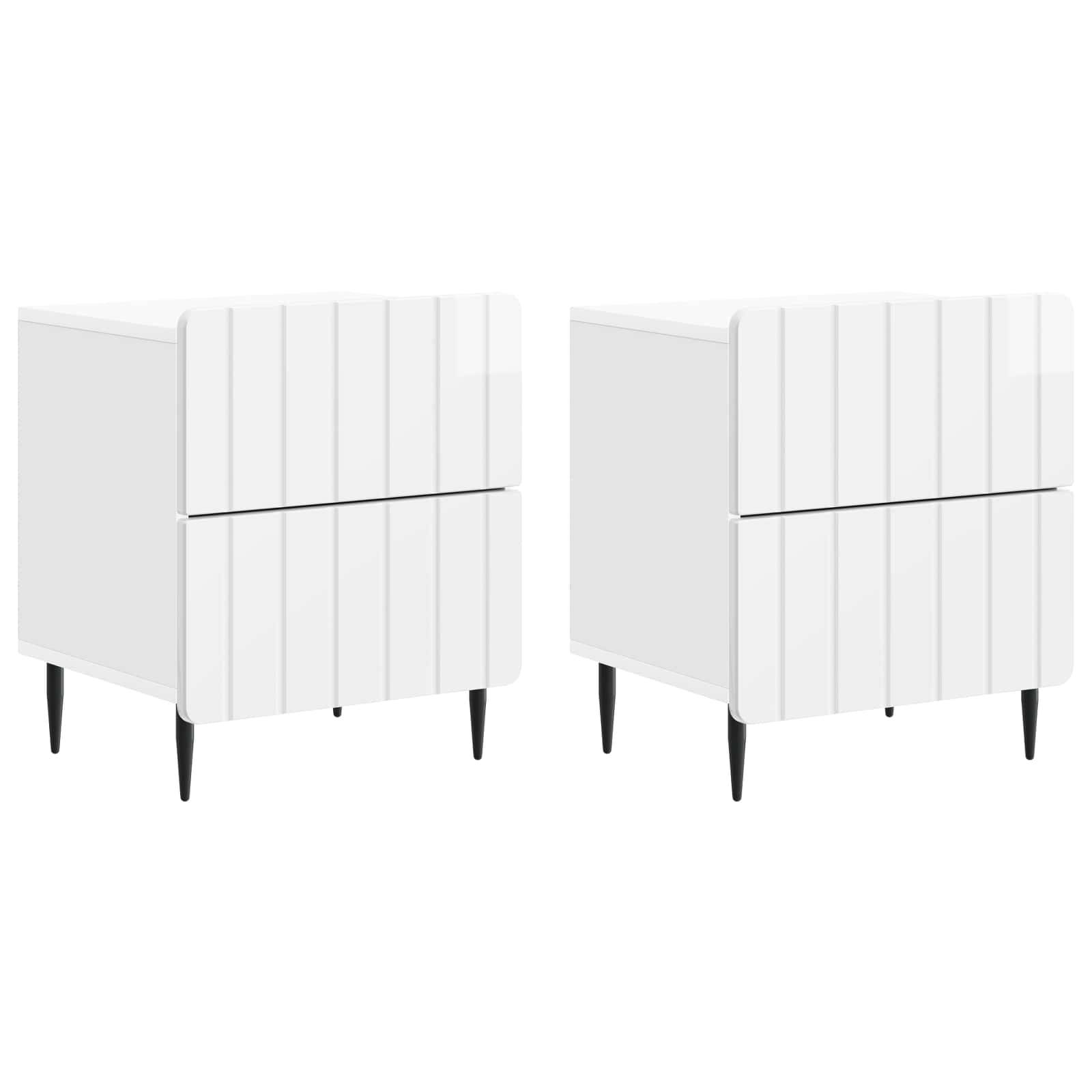 vidaXL Nachttisch 2 pcs Hochglanz Weiß 43 x 34,5 x 49,5 cm