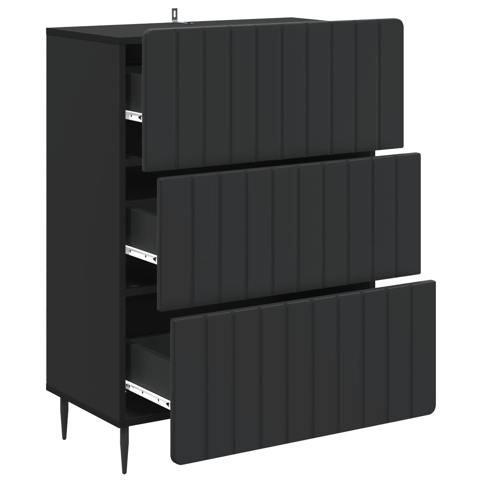 vidaXL Schubladenschrank Schwarz 66 x 34,5 x 92 cm Holzwerkstoff