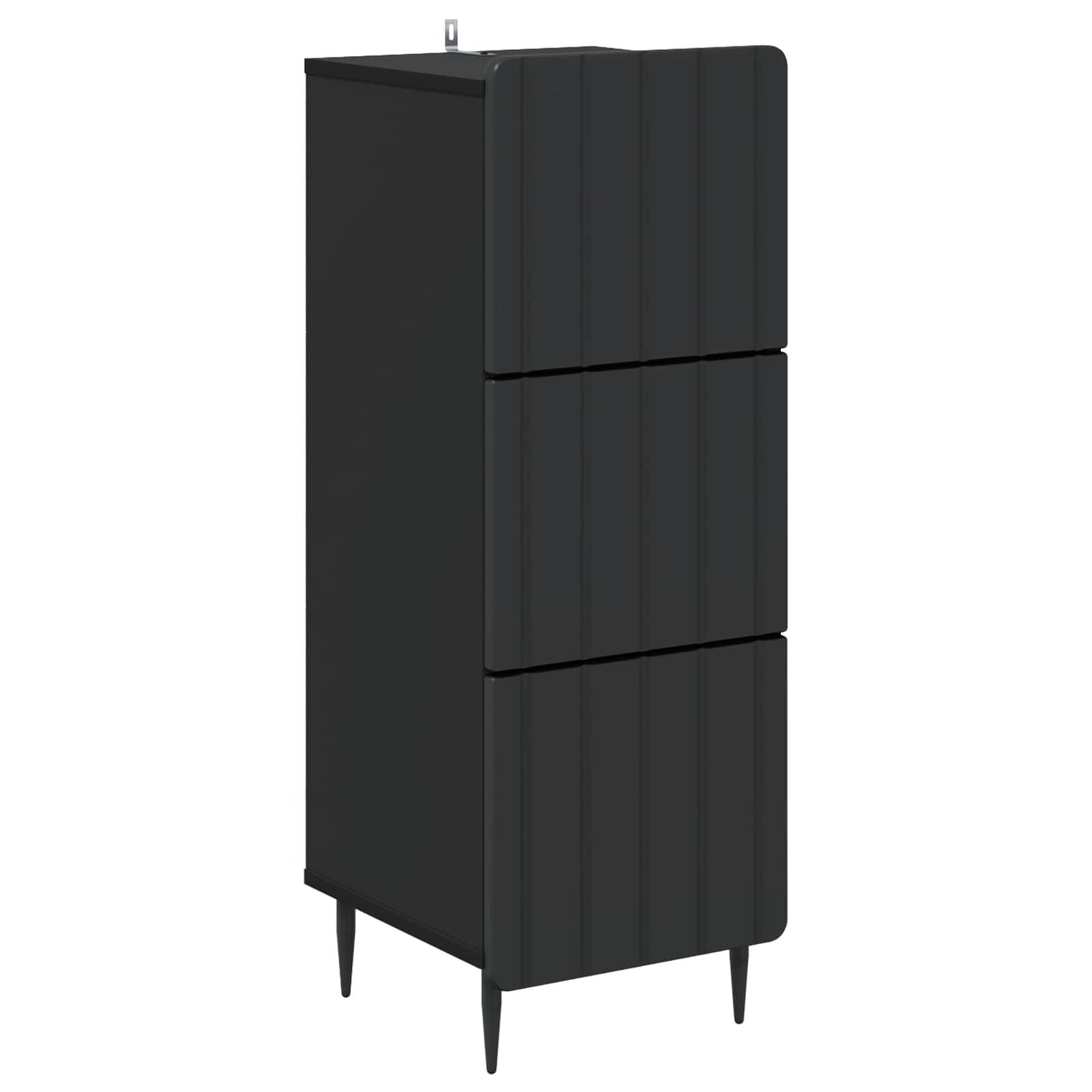 vidaXL Schubladenschrank Schwarz 33 x 34,5 x 92 cm Holzwerkstoff