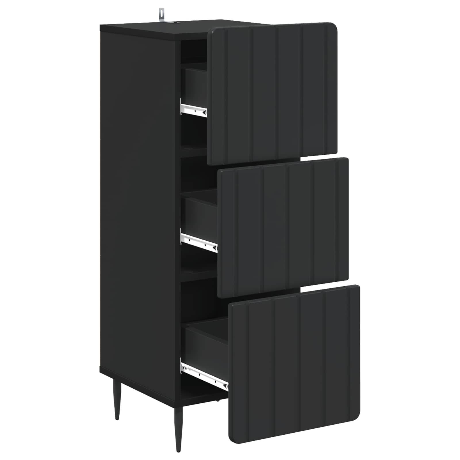 vidaXL Schubladenschrank Schwarz 33 x 34,5 x 92 cm Holzwerkstoff