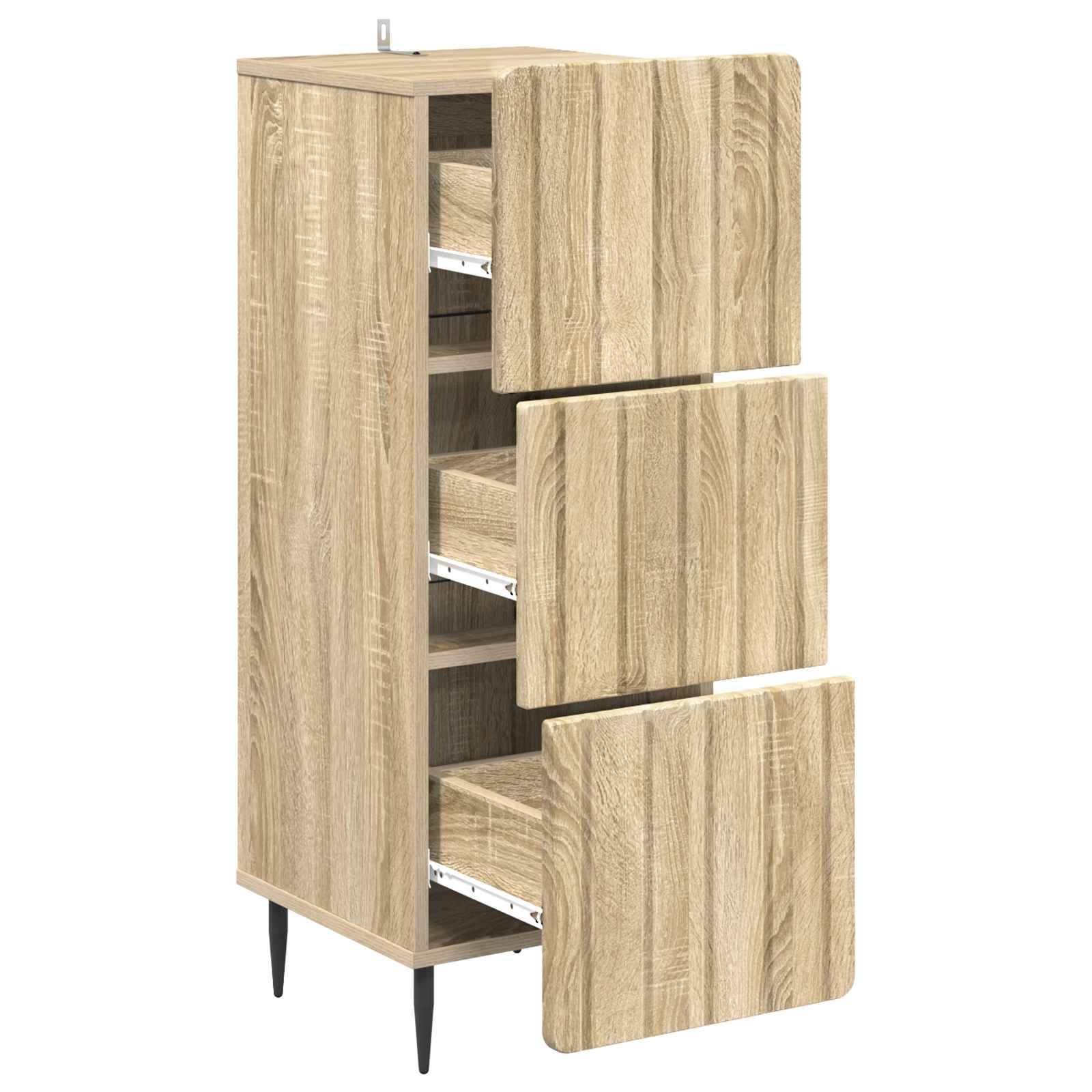 vidaXL Schubladenschrank Sonoma-Eiche 33 x 34,5 x 92 cm Holzwerkstoff