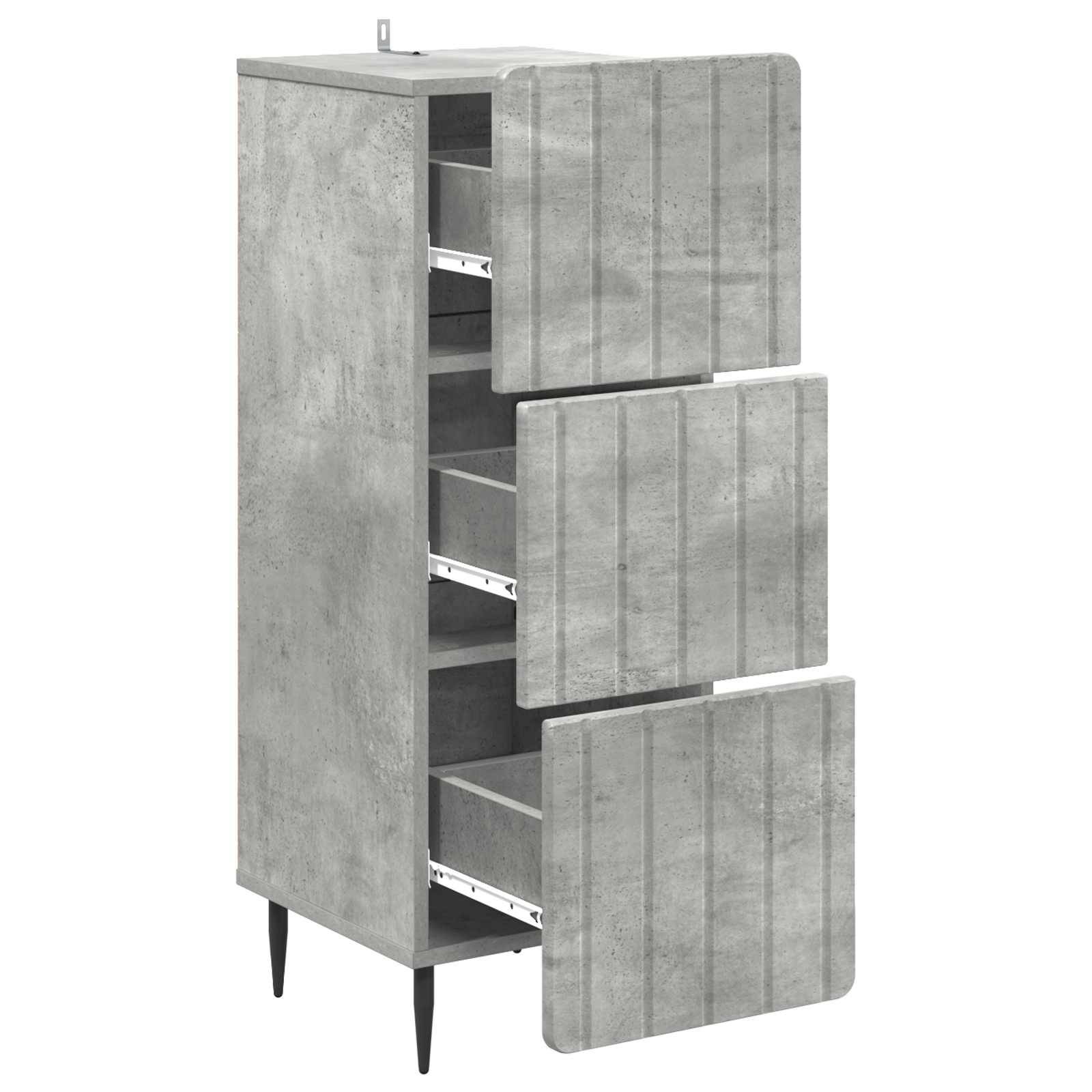vidaXL Schubladenschrank Betongrau 33 x 34,5 x 92 cm Holzwerkstoff