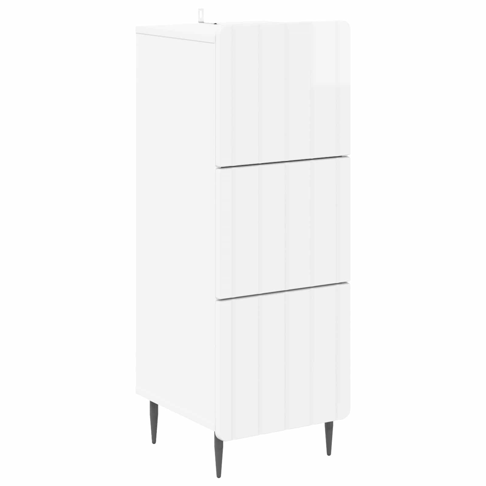 vidaXL Schubladenschrank Hochglanz Weiß 33 x 34,5 x 92 cm