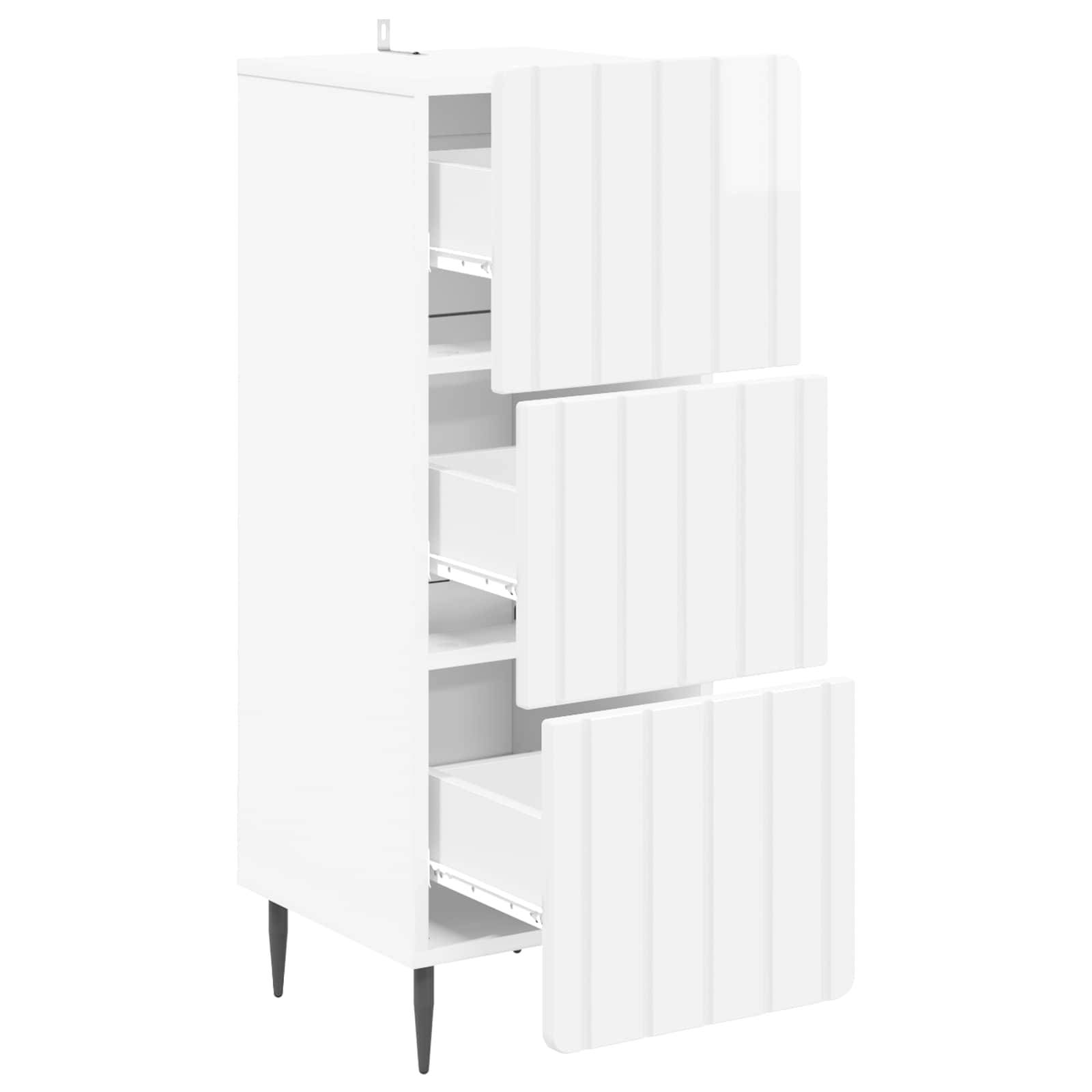 vidaXL Schubladenschrank Hochglanz Weiß 33 x 34,5 x 92 cm