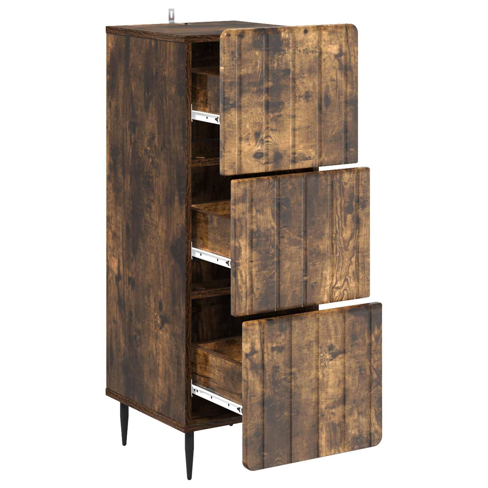 vidaXL Schubladenschrank Geräucherte Eiche 33 x 34,5 x 92 cm