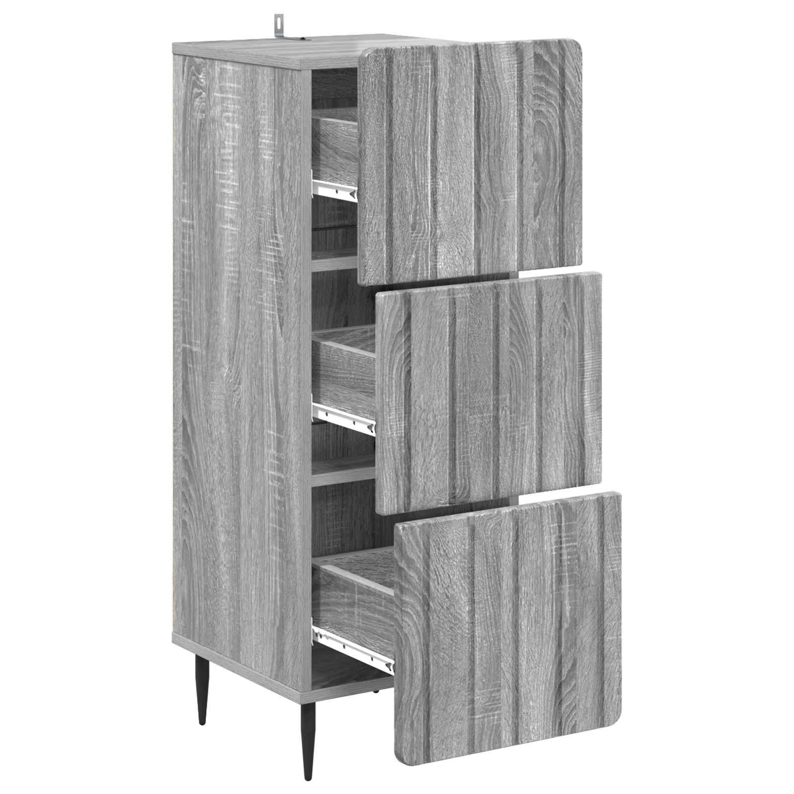 vidaXL Schubladenschrank Graues Sonoma 33 x 34,5 x 92 cm Holzwerkstoff