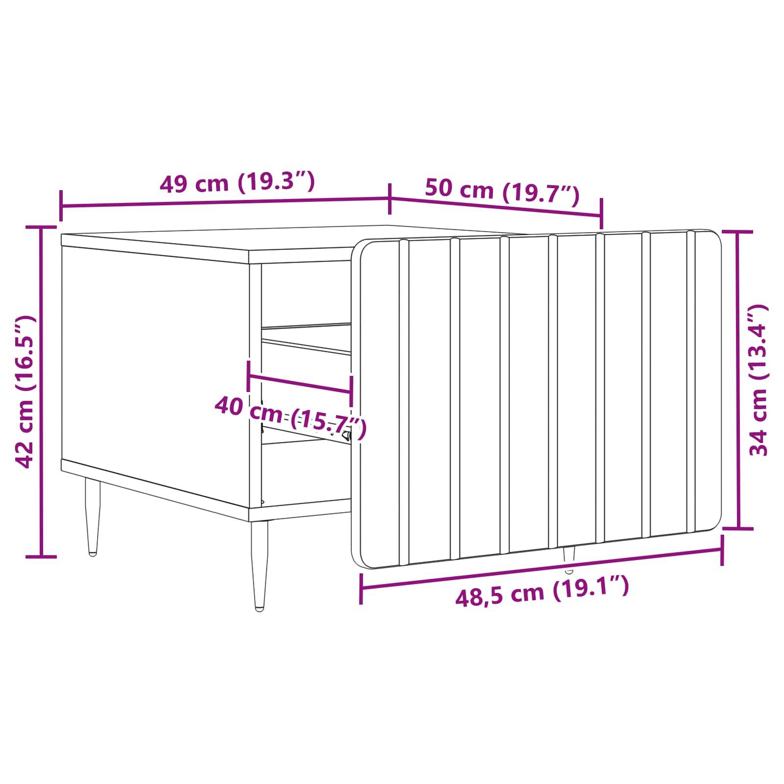 vidaXL Couchtisch Sonoma-Eiche 49 x 50 x 42 cm Holzwerkstoff