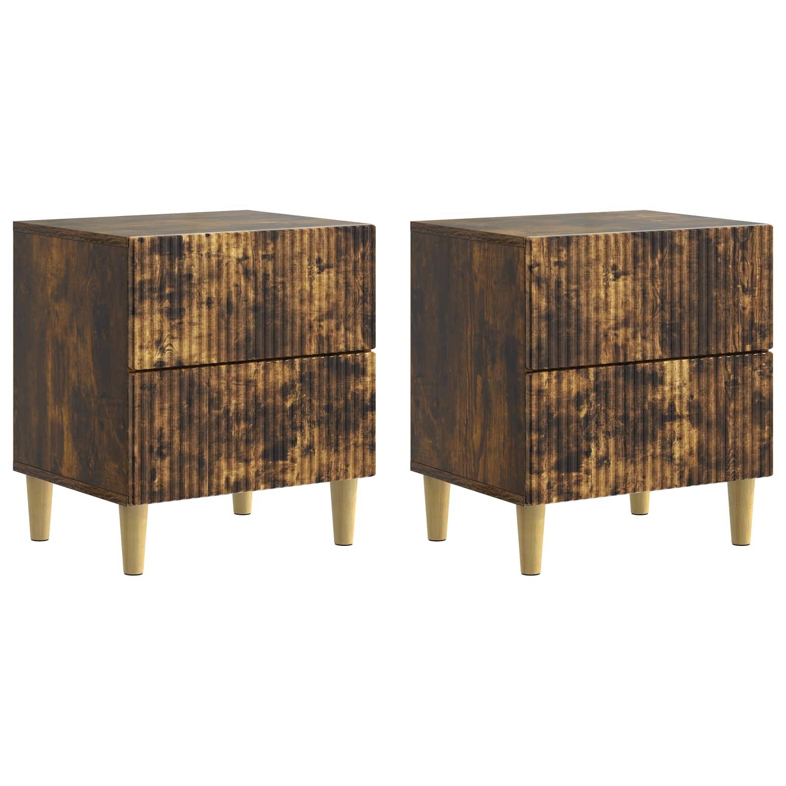 vidaXL Nachttisch 2 pcs Geräucherte Eiche 43 x 34,5 x 48 cm