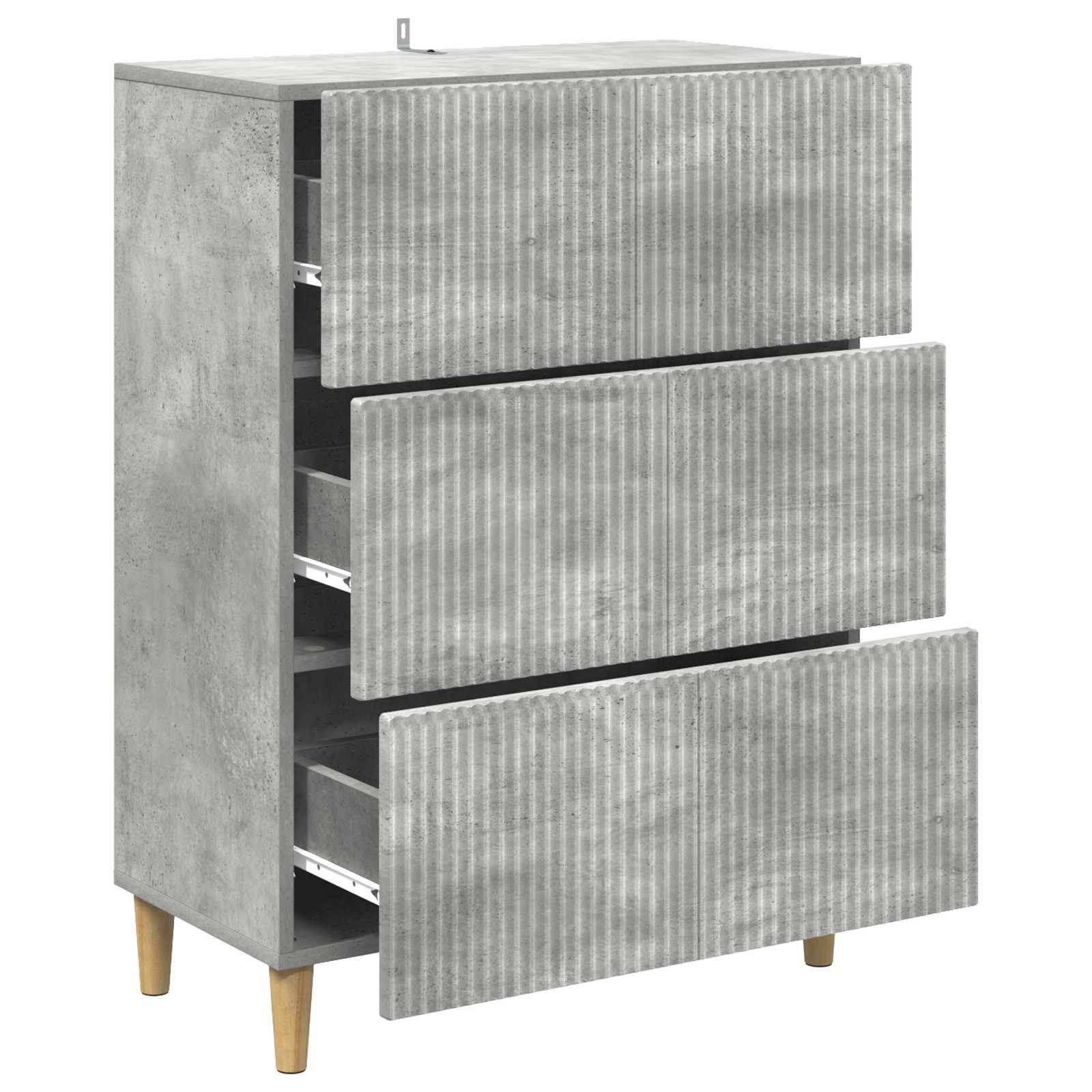 vidaXL Schubladenschrank Betongrau 66 x 34,5 x 90 cm Holzwerkstoff