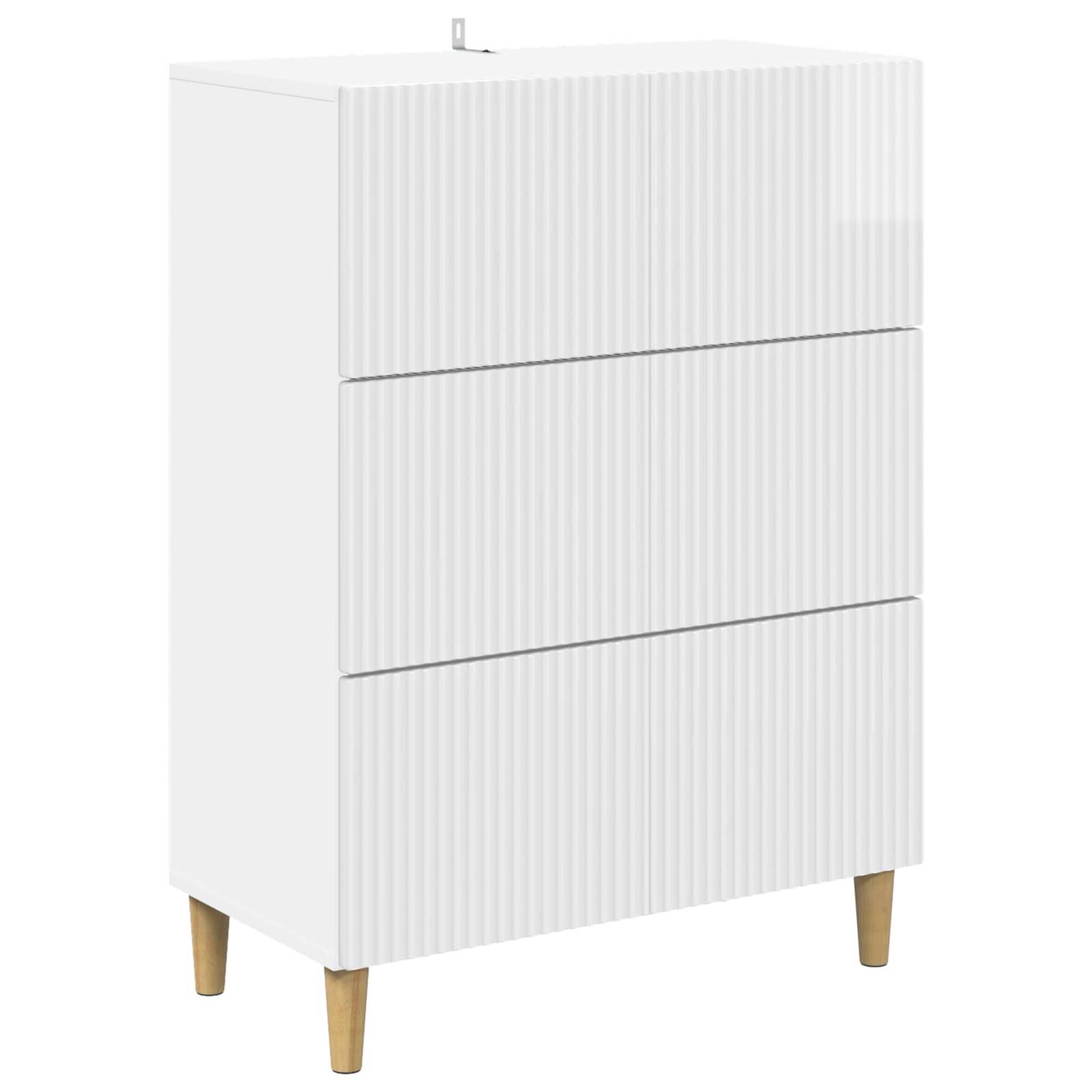 vidaXL Schubladenschrank Hochglanz Weiß 66 x 34,5 x 90 cm