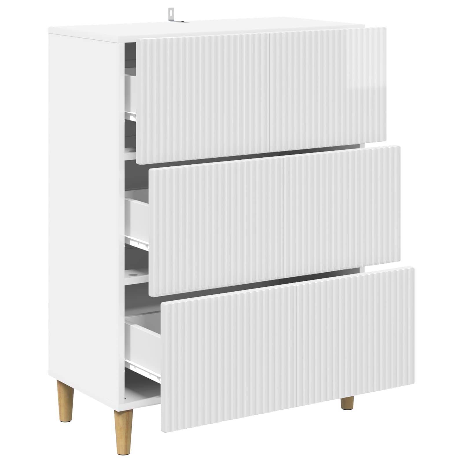 vidaXL Schubladenschrank Hochglanz Weiß 66 x 34,5 x 90 cm