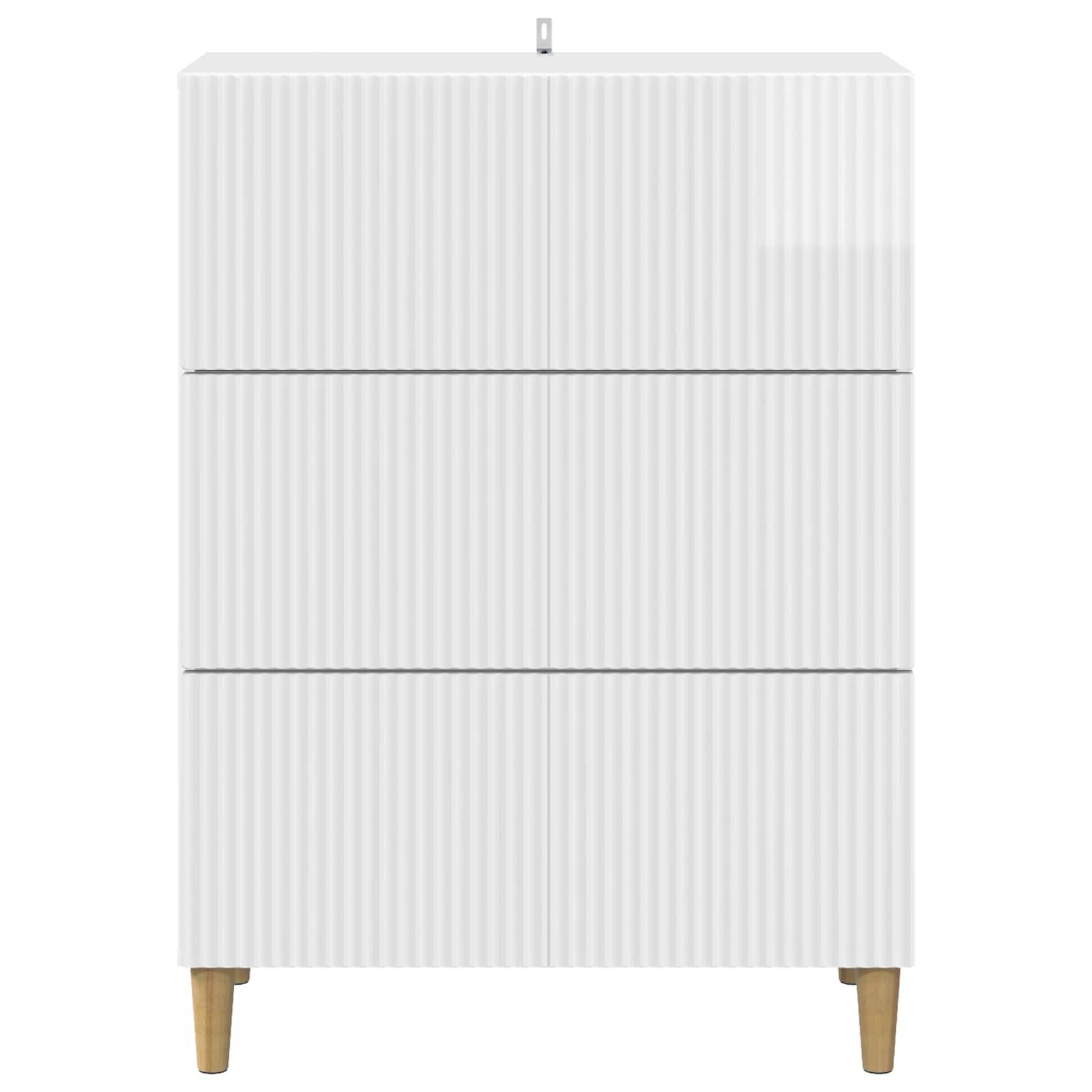 vidaXL Schubladenschrank Hochglanz Weiß 66 x 34,5 x 90 cm