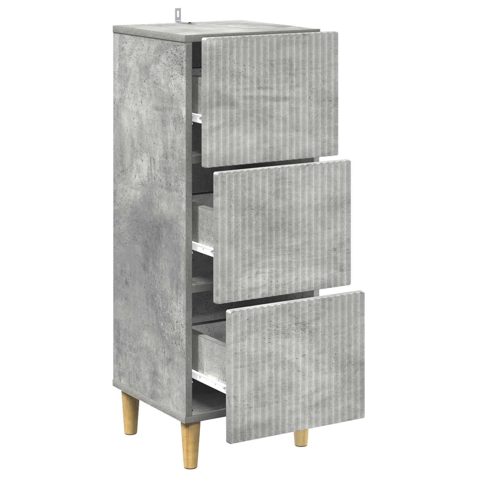 vidaXL Schubladenschrank Betongrau 33 x 34,5 x 90 cm Holzwerkstoff